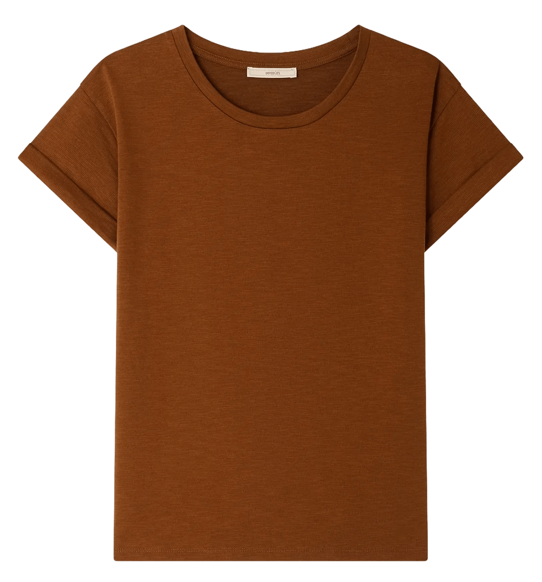 Tee-shirt col rond en coton mélangé albano SESSUN Marron