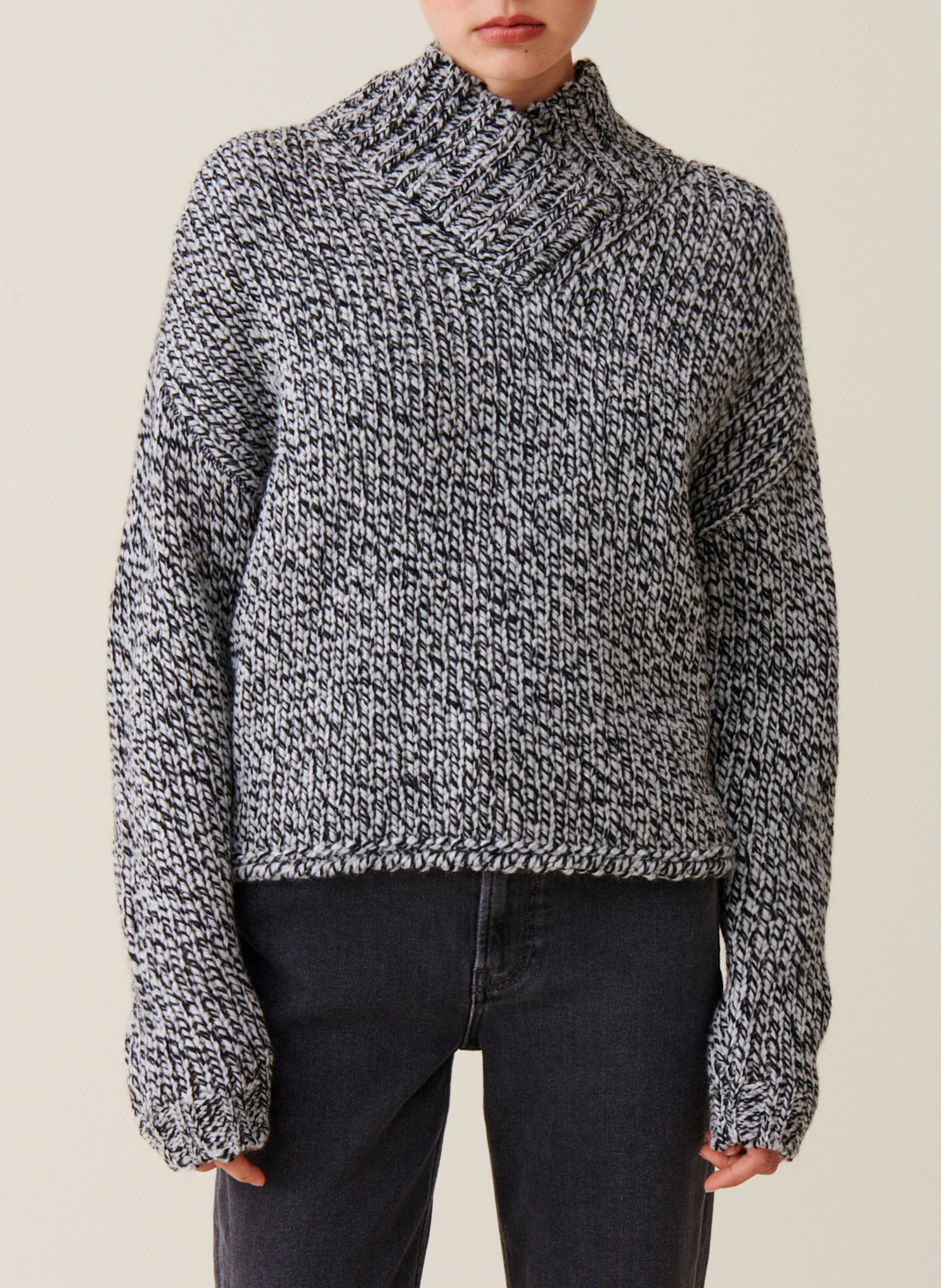 Pull grosse maille en laine mélangée CLAUDIE PIERLOT Gris