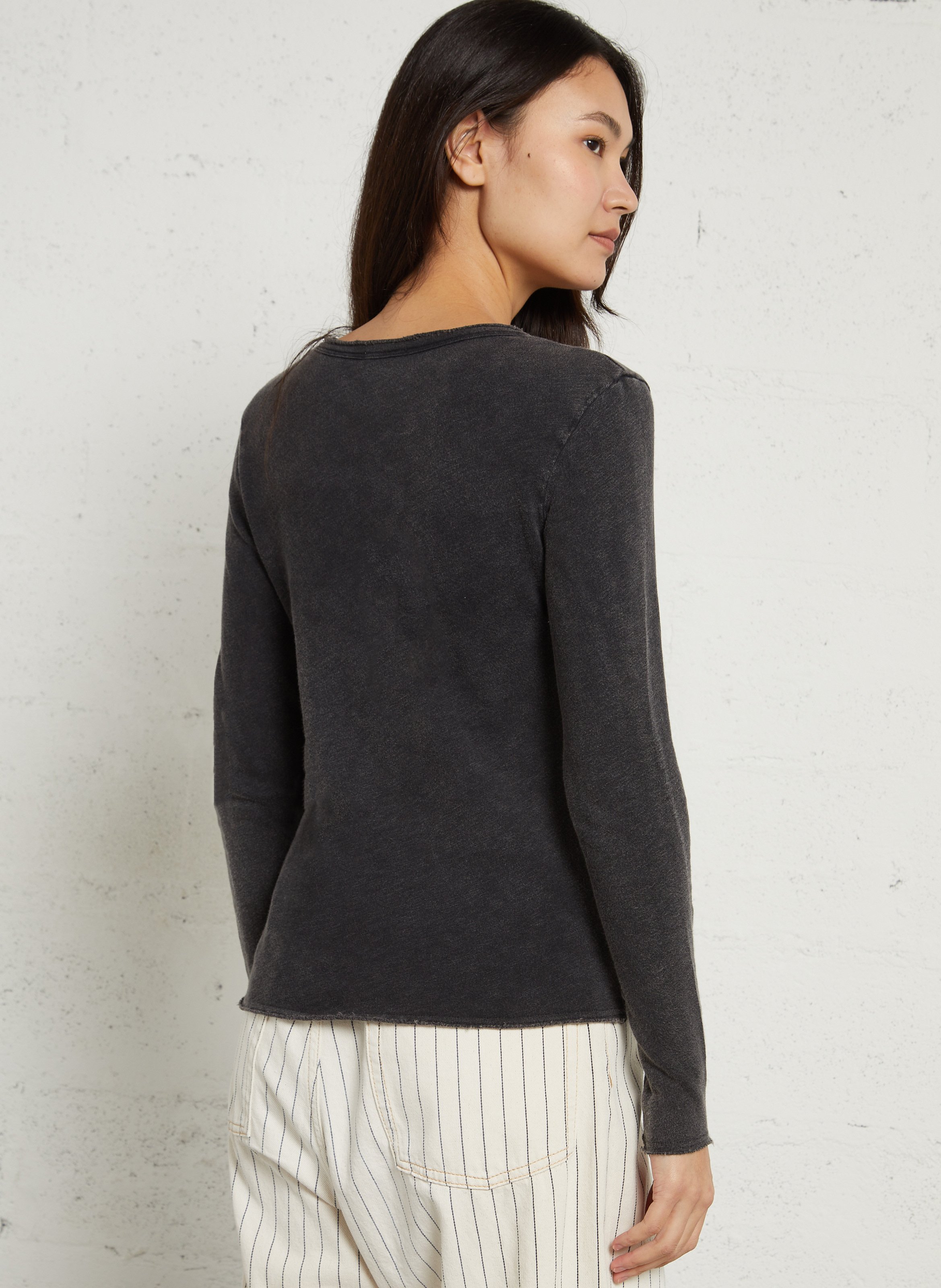 Tee-shirt droit col rond en coton sonoma Noir