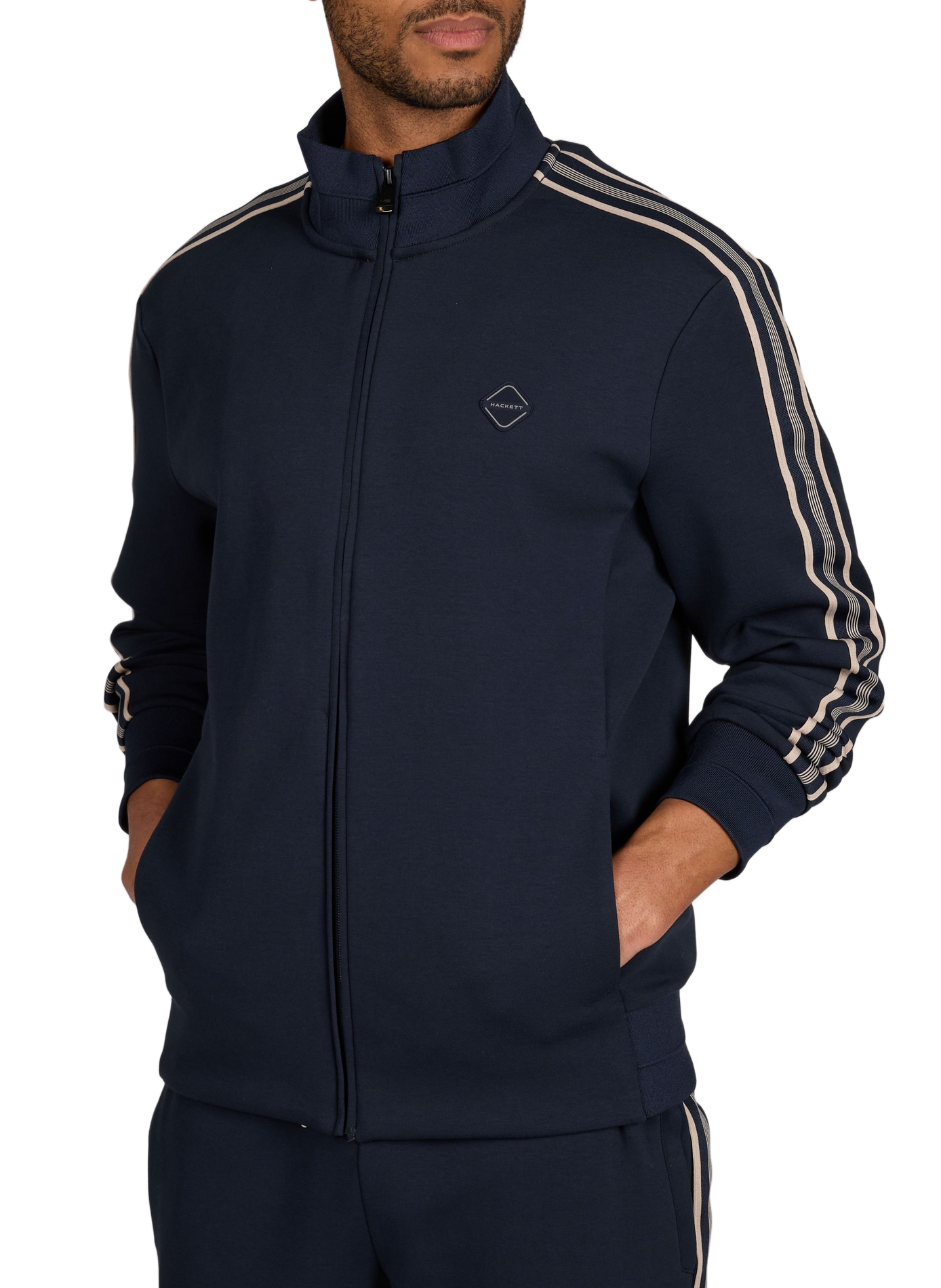 Sweat zippé en coton mélangé HACKETT Bleu