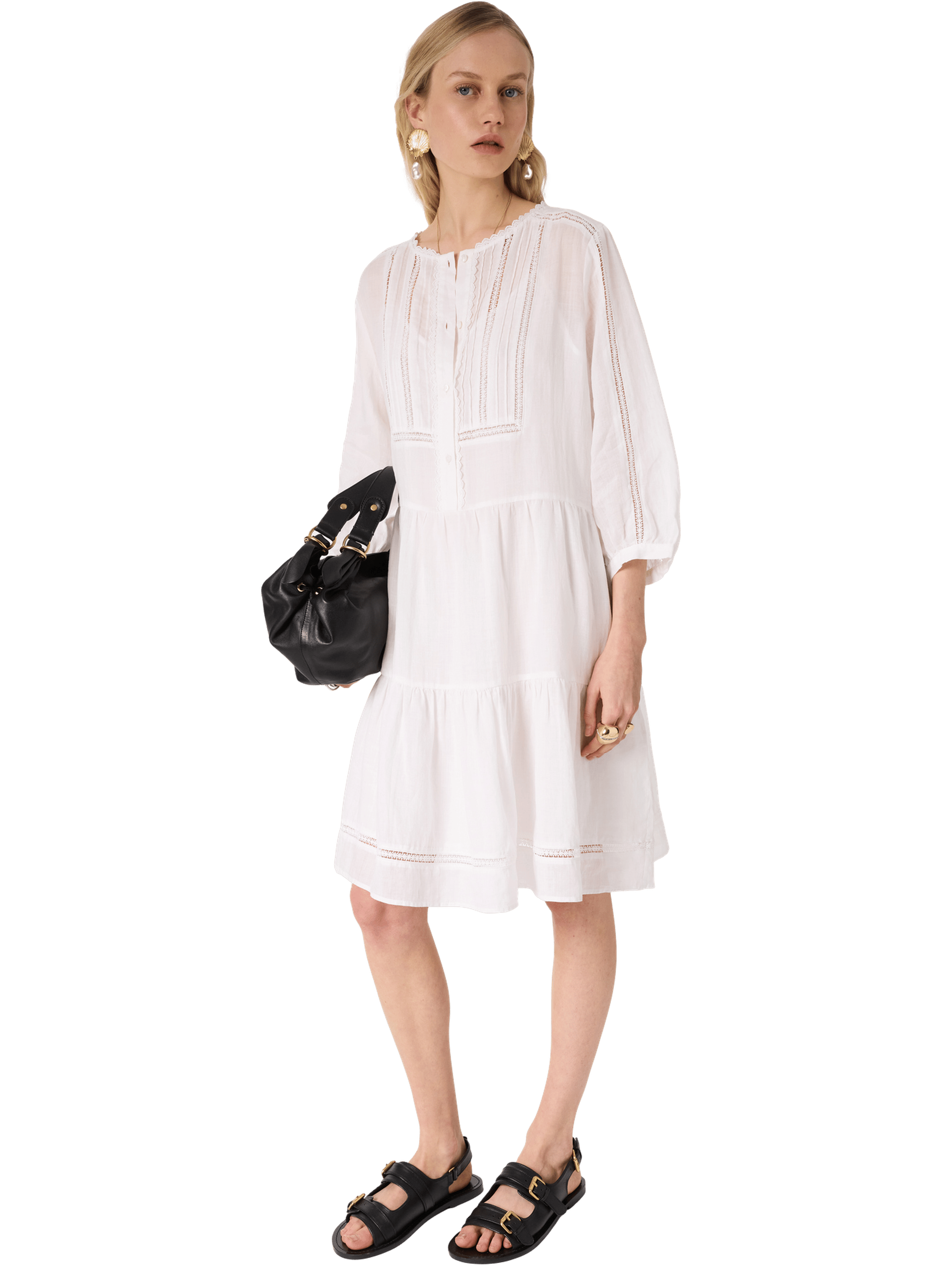 Robe courte et droite à dentelle - riane GERARD DAREL Beige