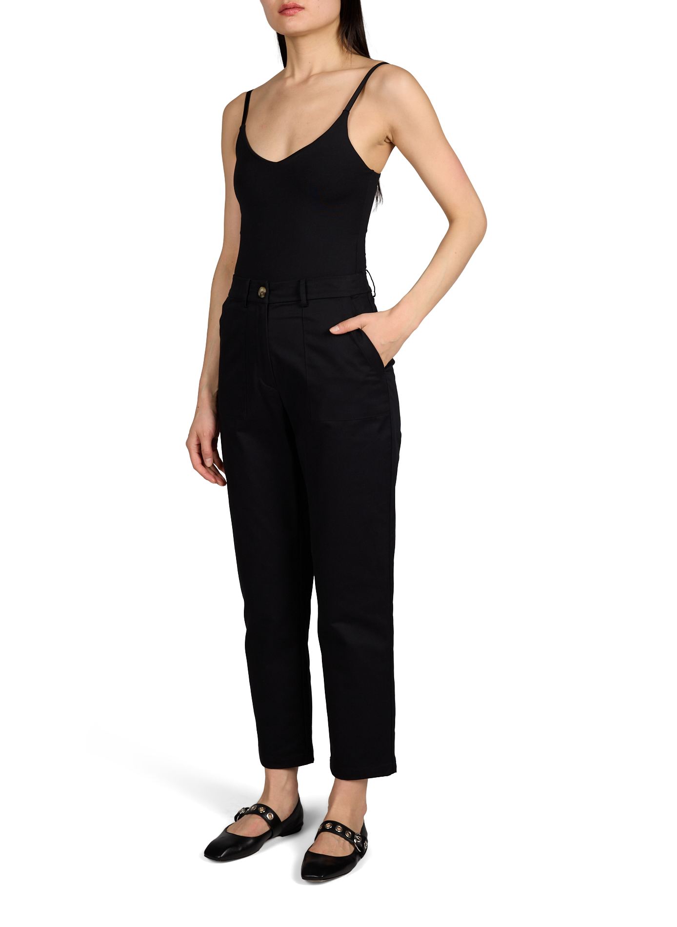 Pantalon à rayures en coton mélangé VILA Noir