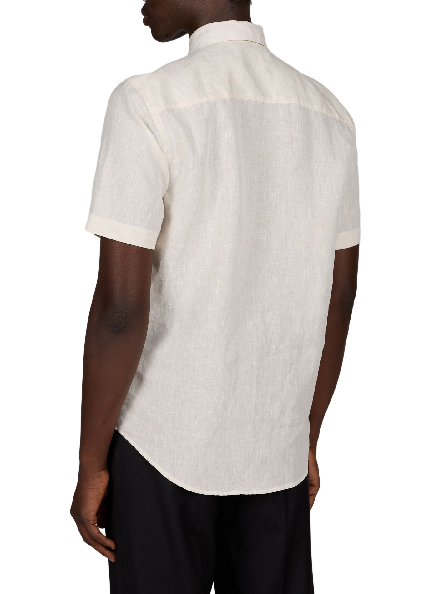 Chemise droite manches courtes en lin ETON Beige