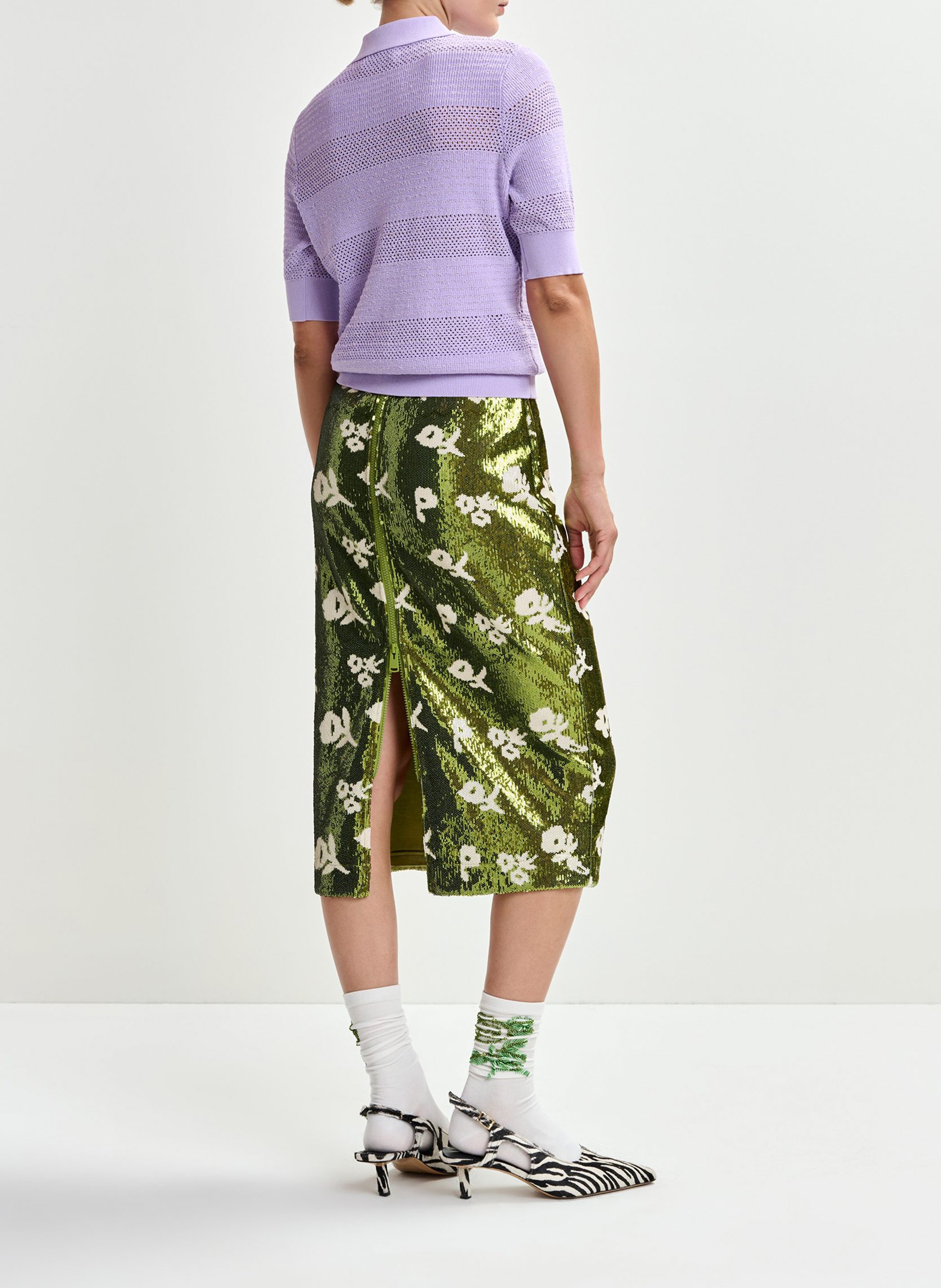 Jupe midi à sequins jorinda ESSENTIEL ANTWERP Vert