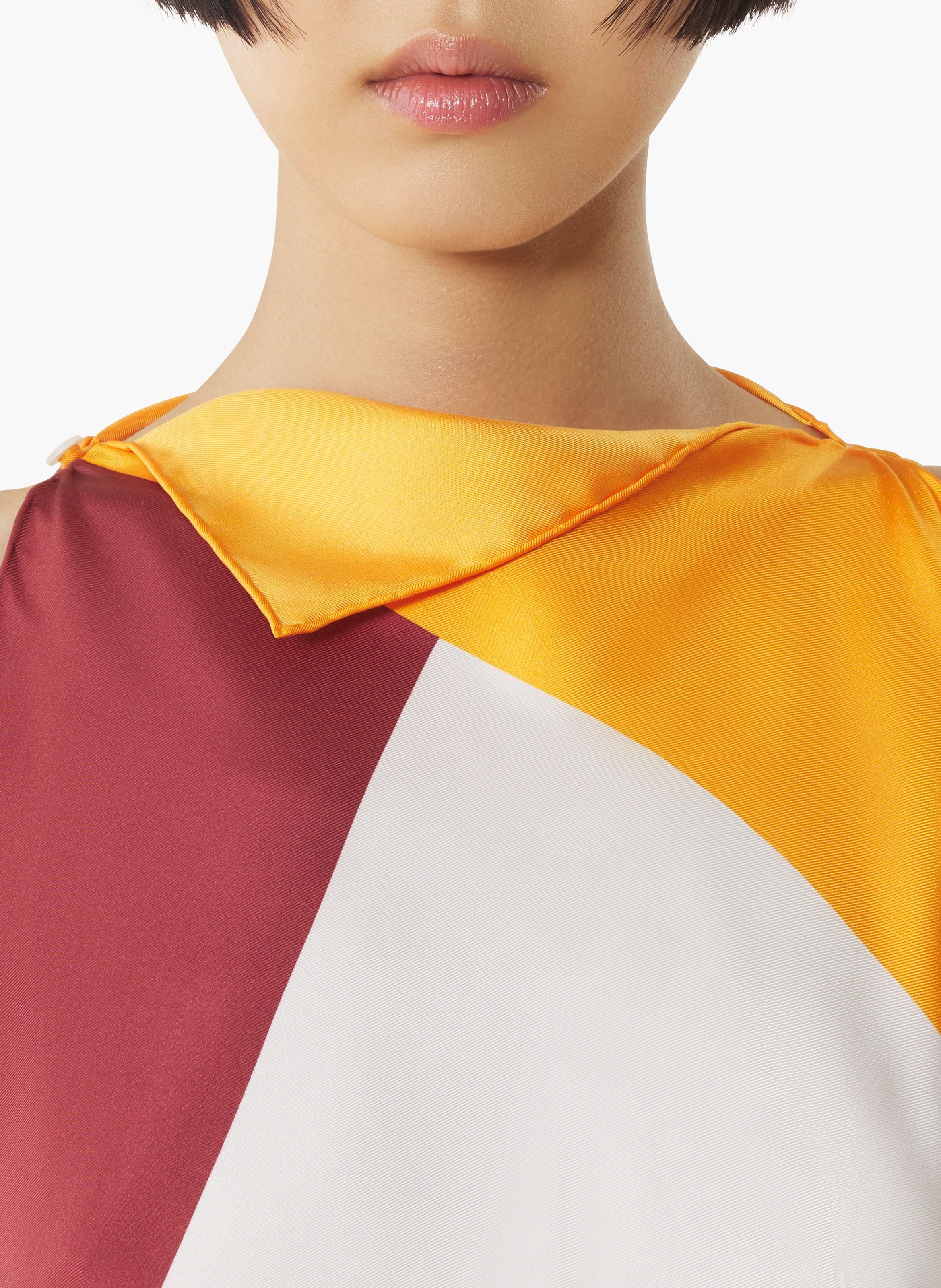 Top à motif graphique en soie LANVIN Blanc