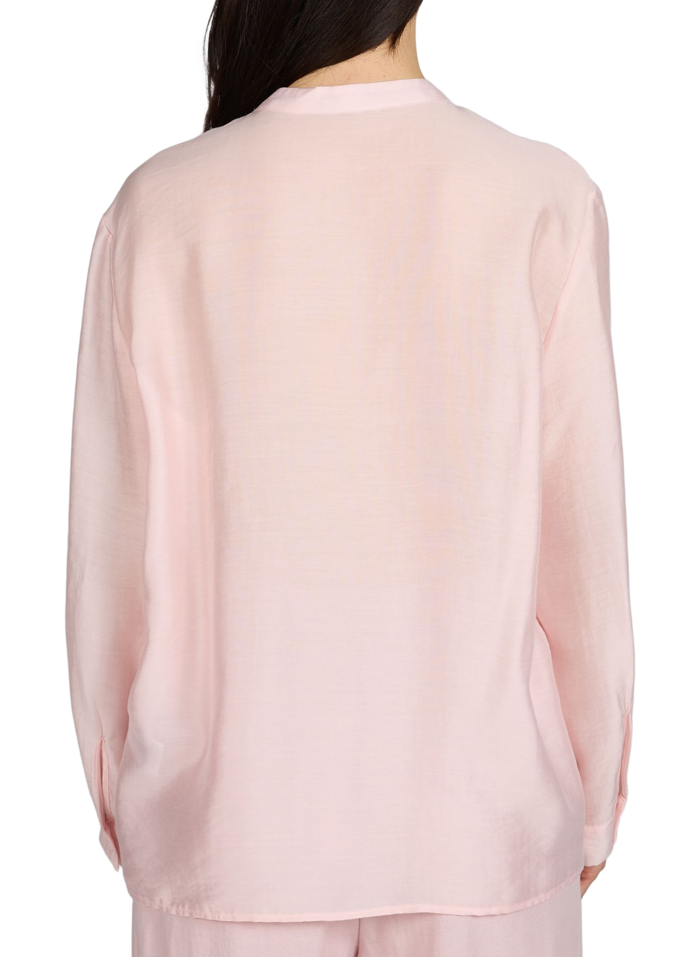 Flowy blouse Objlima with round neck OBJECT Pink