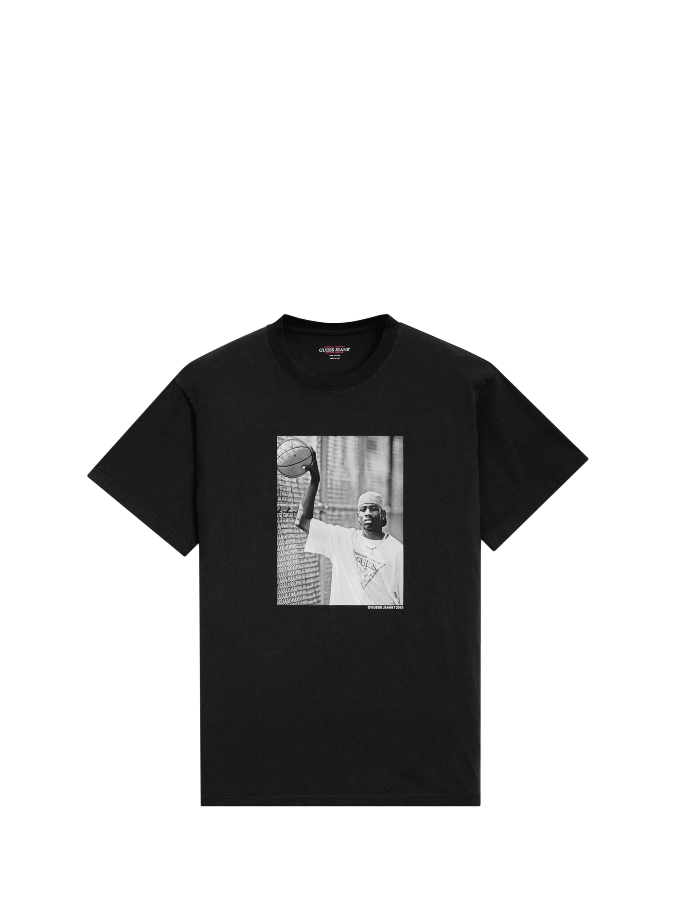 T-shirt imprimé Allen Iverson en coton GUESS Noir