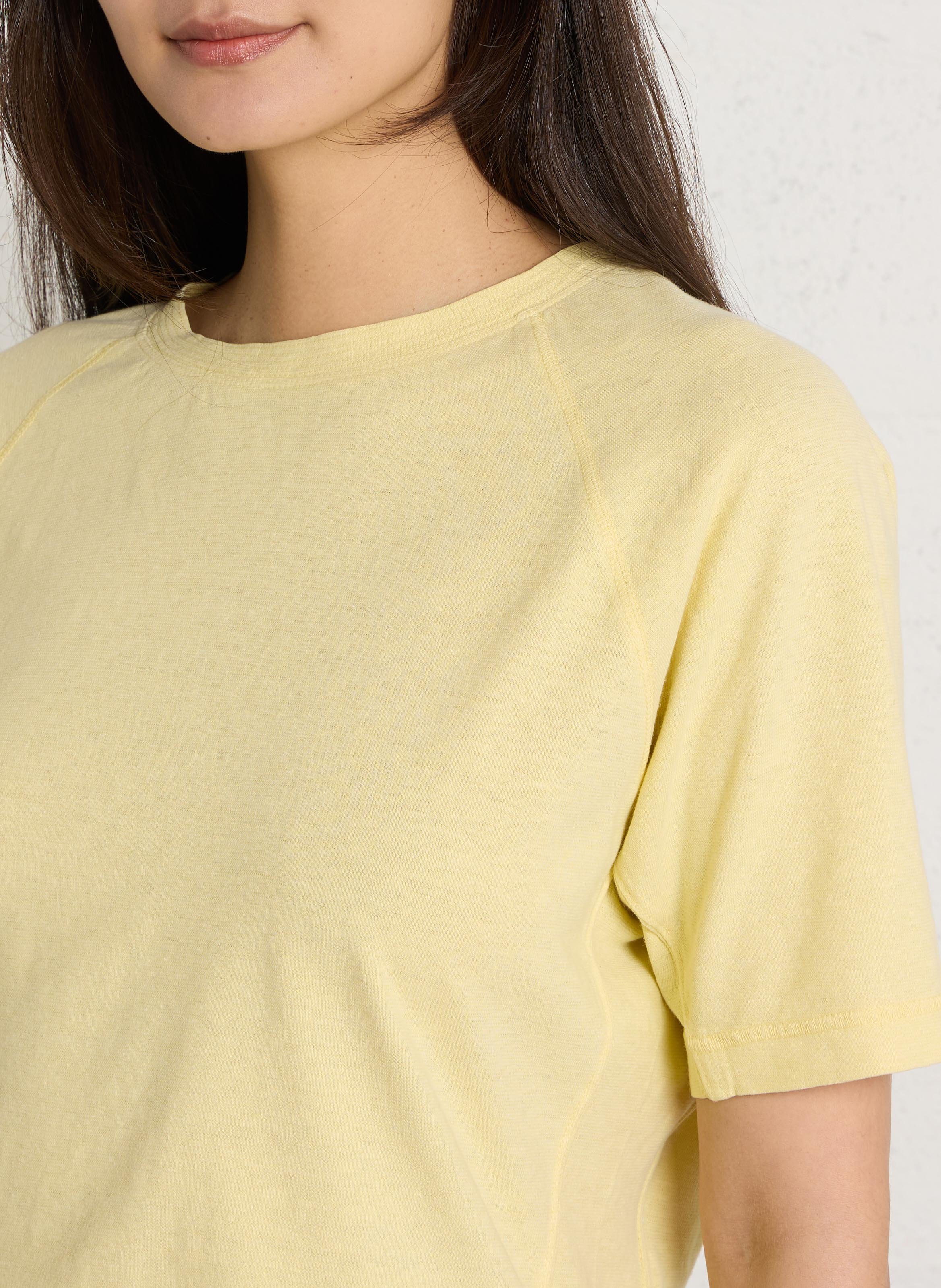 Tee-shirt col rond manches courtes uni Jaune