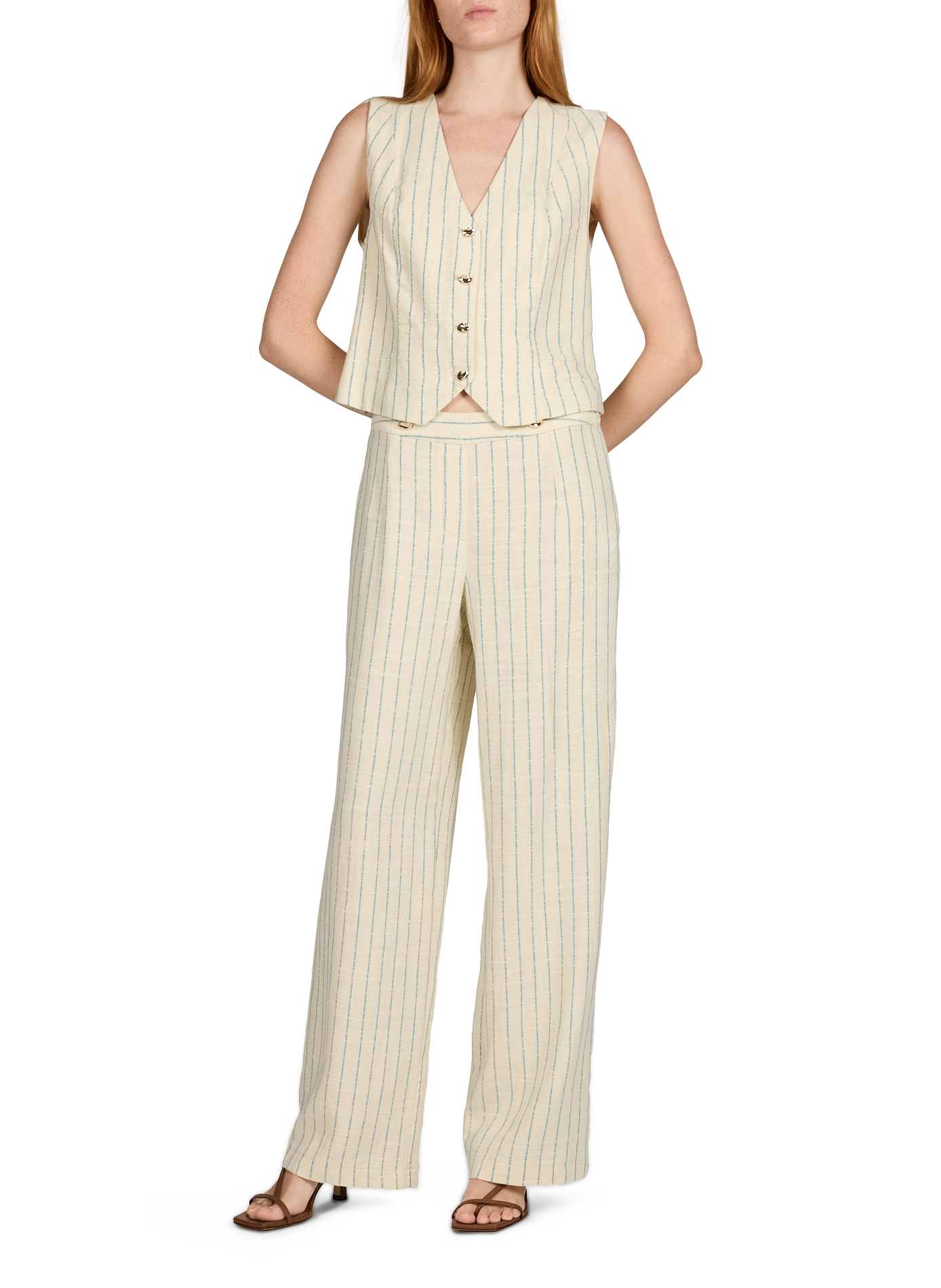 Chaleco sin mangas a rayas VILA Beige