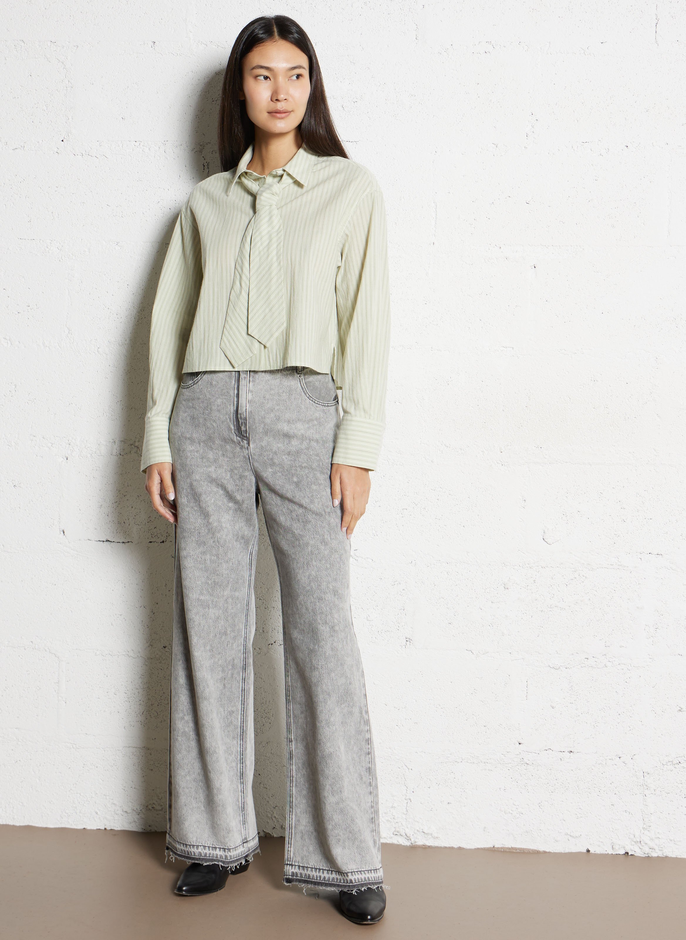 Chemise oversize col classique en coton IKKS Vert