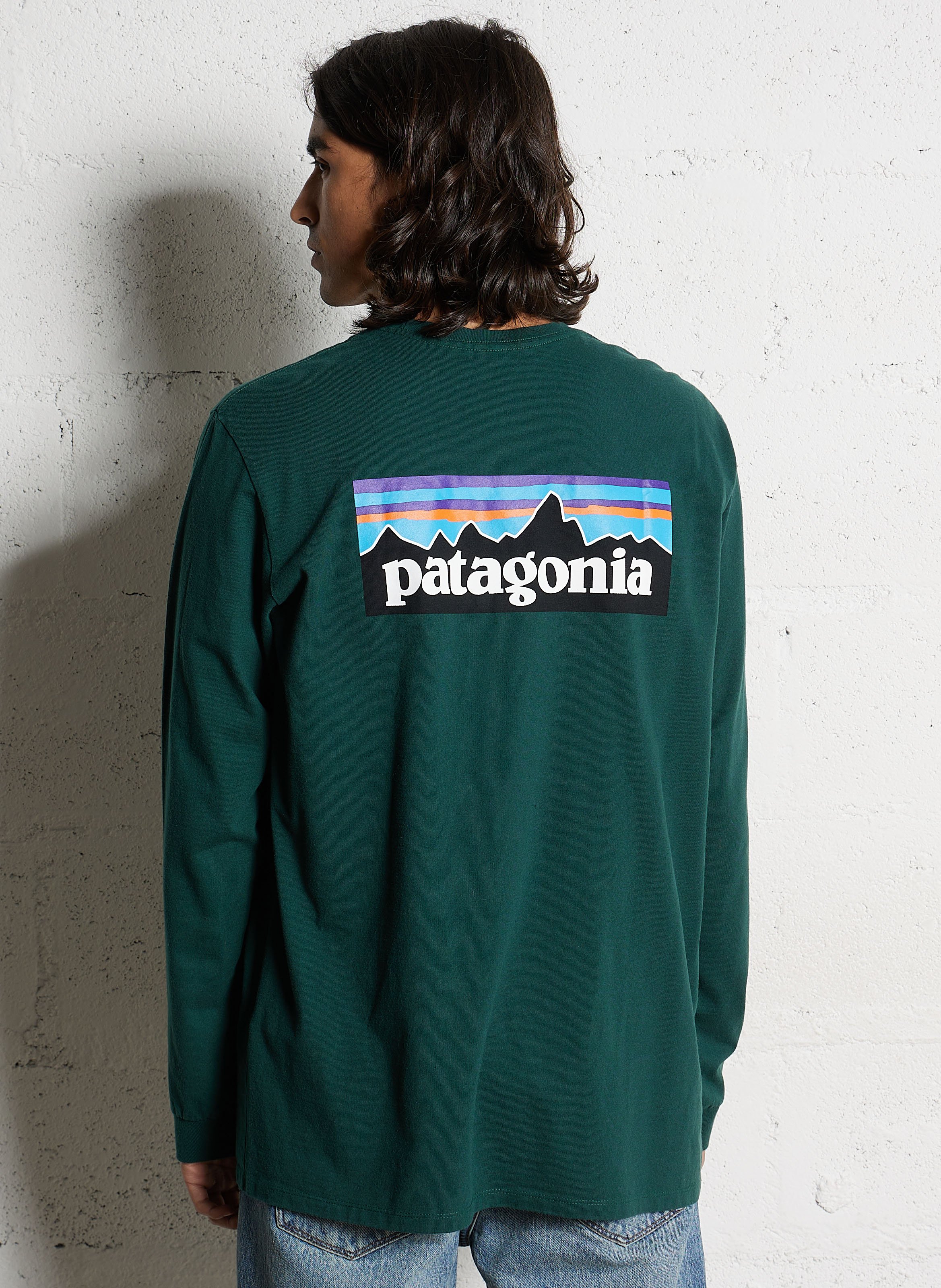 Tee-shirt col rond regular-fit sérigraphié en coton recyclé mélangé PATAGONIA Vert