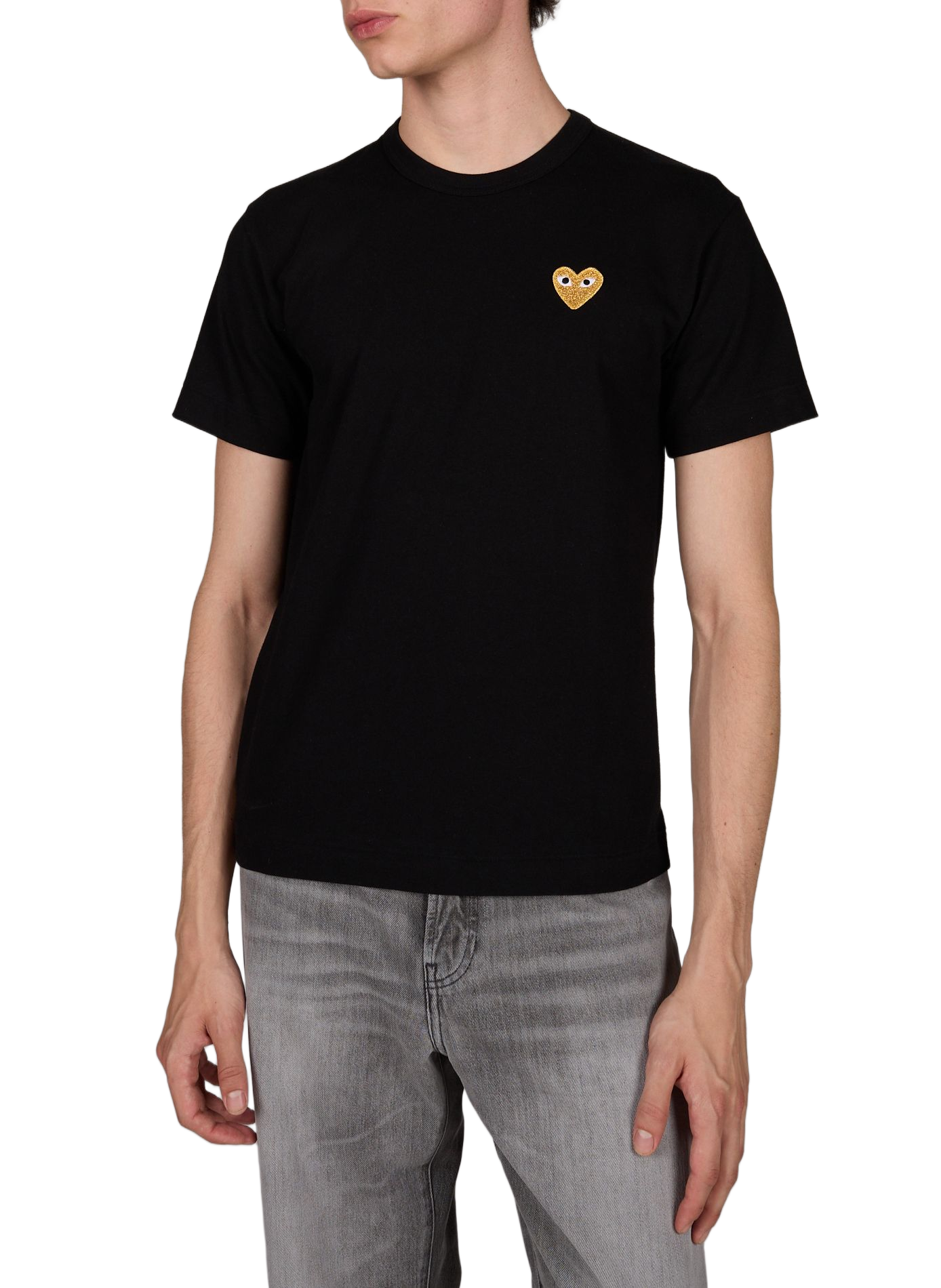 T-shirt met rechte pasvorm en hartpatch van katoen COMME DES GARCONS PLAY Zwart