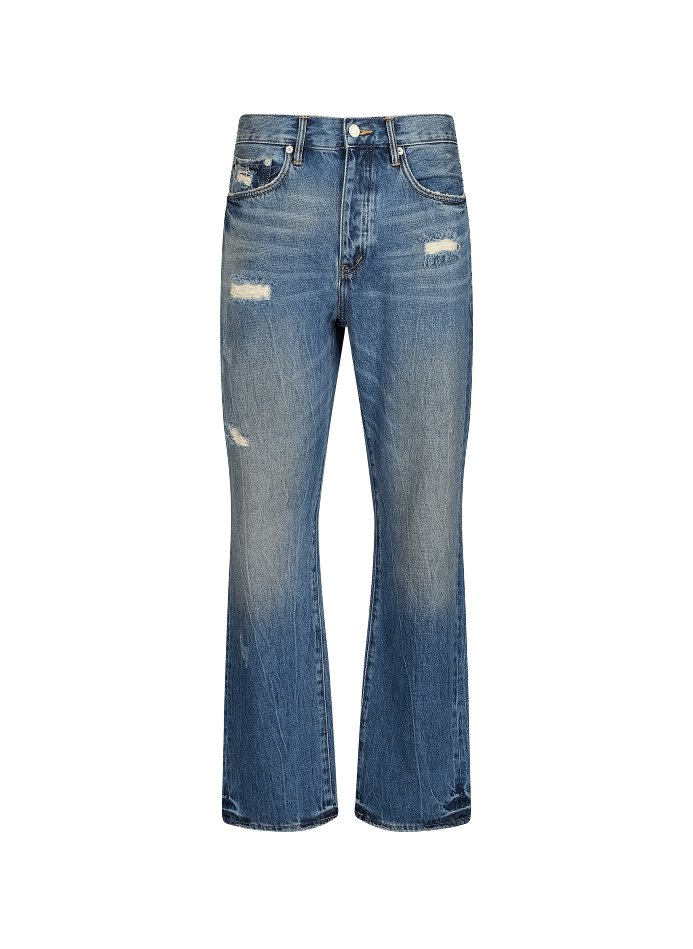 Wide leg washed and ripped cotton jeans PURPLE BRAND Blue