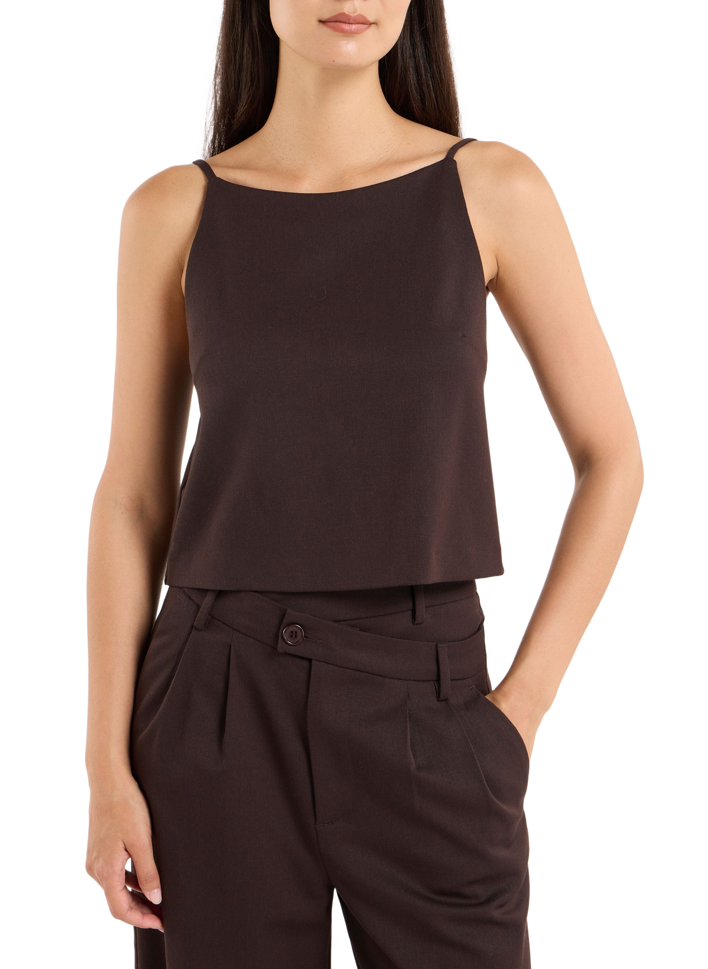Sleeveless wool blend AFI top SAISON 1865 Brown