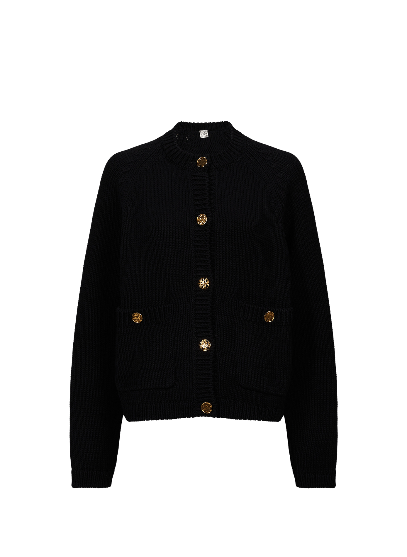 Gilet à boutons martelés en maille de coton TOTEME Noir