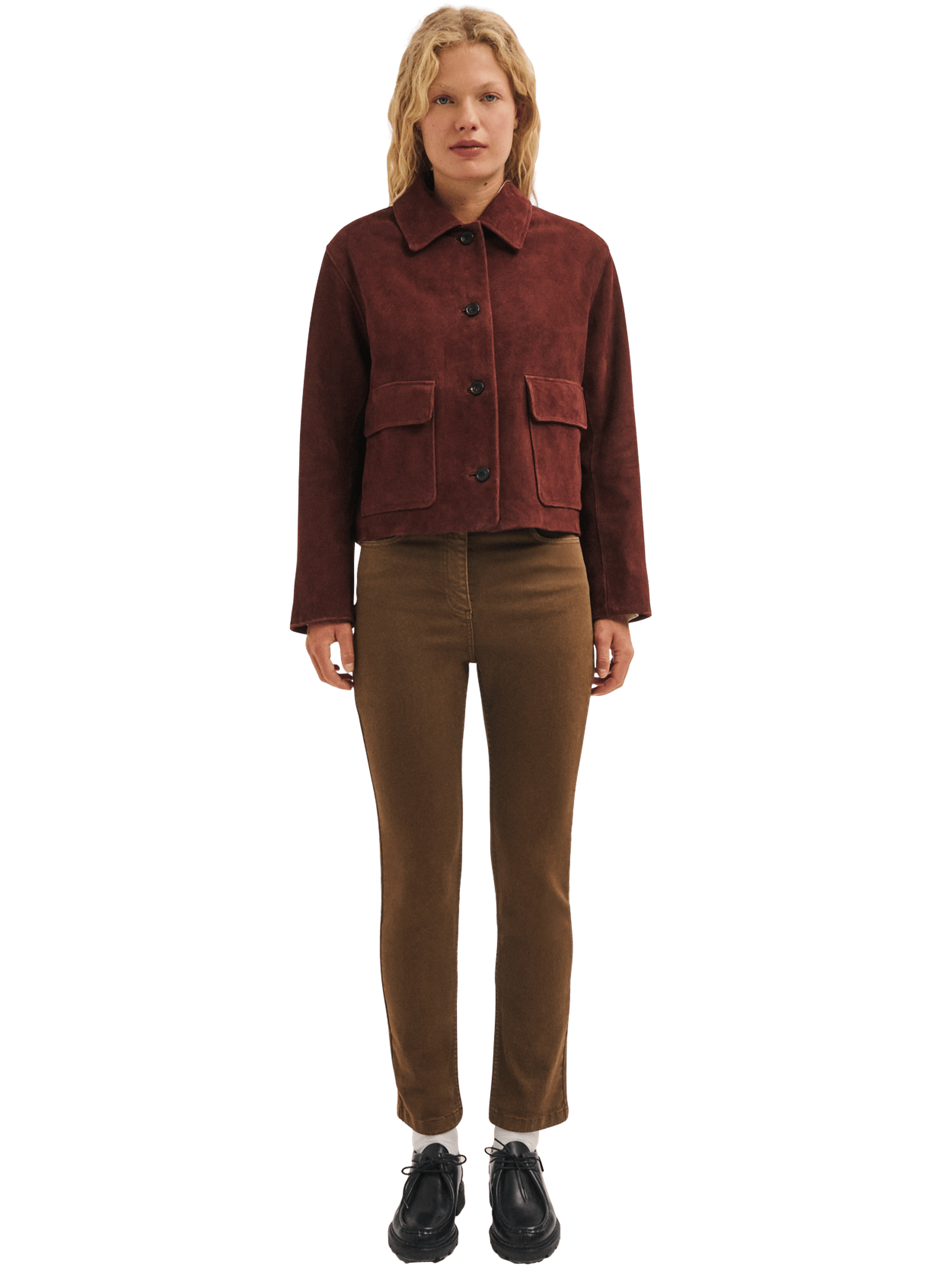 Veste courte en cuir velours - pilar PABLO Rouge