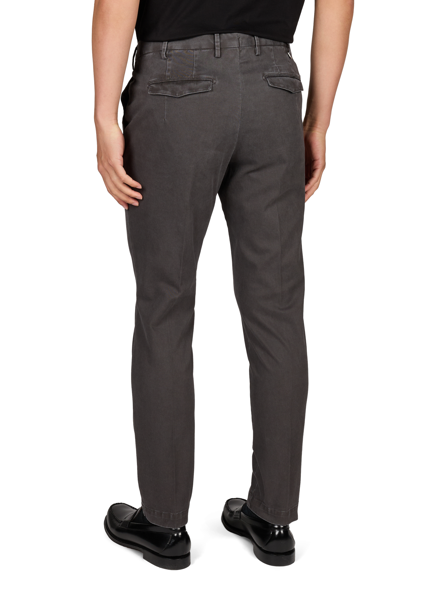 Schmale Hose mit Falten aus Baumwolle PT01 Grau