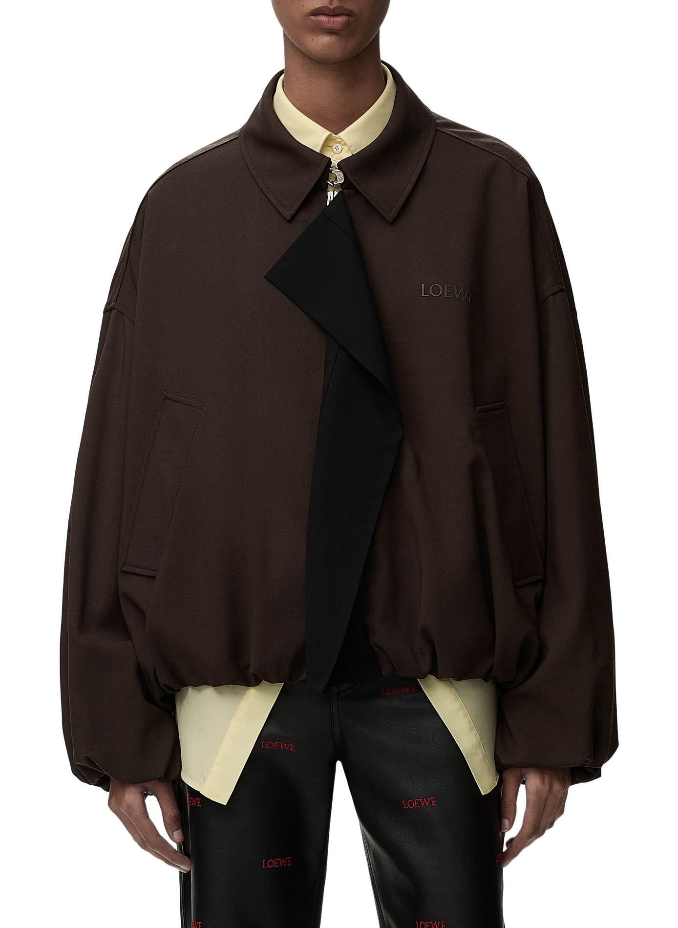 Veste ballon en mélange stretch fluide LOEWE Marron