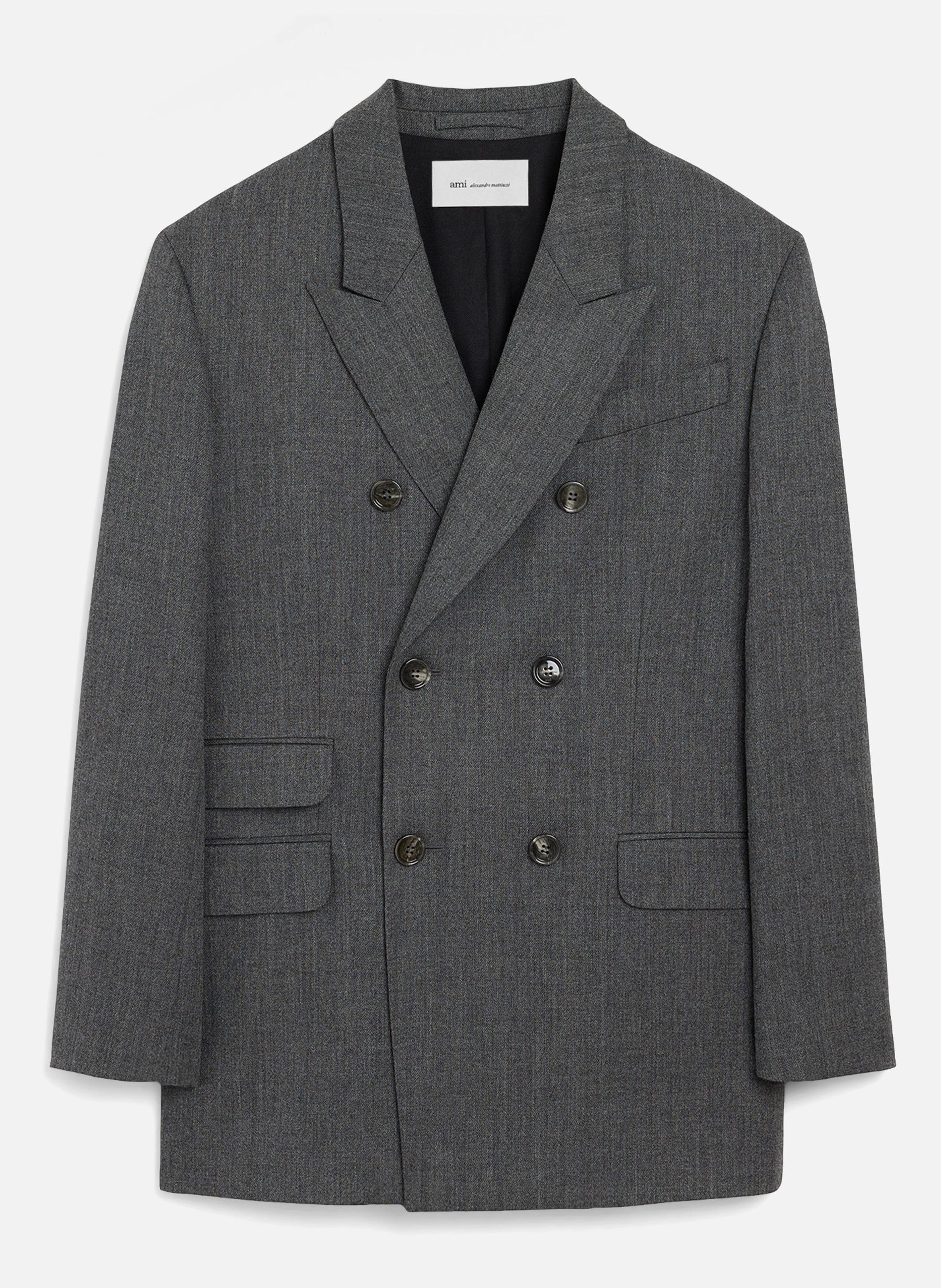 Veste double boutonnage en laine GrisAMI PARIS