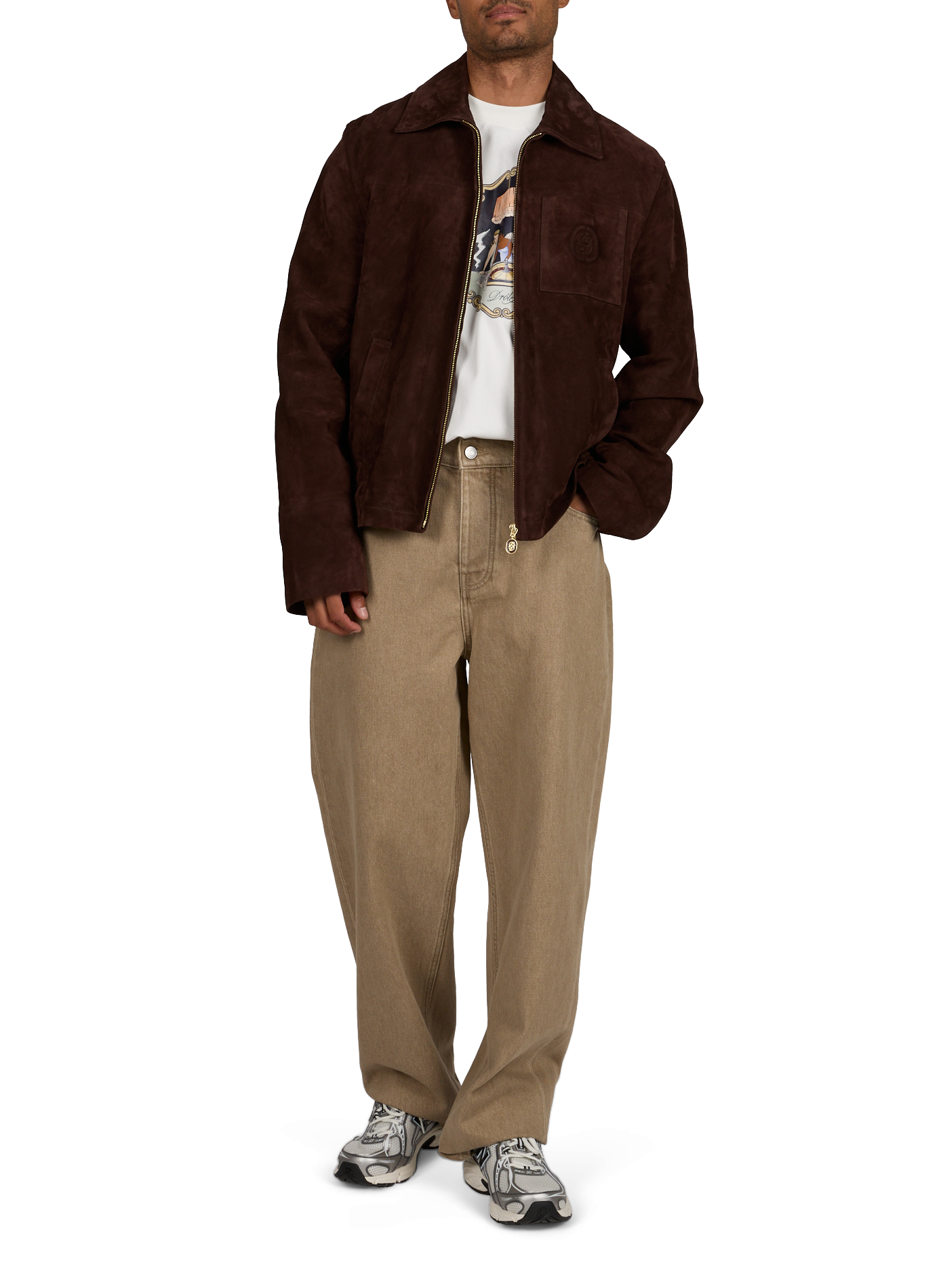 Veste logo en daim DROLE DE MONSIEUR Marron