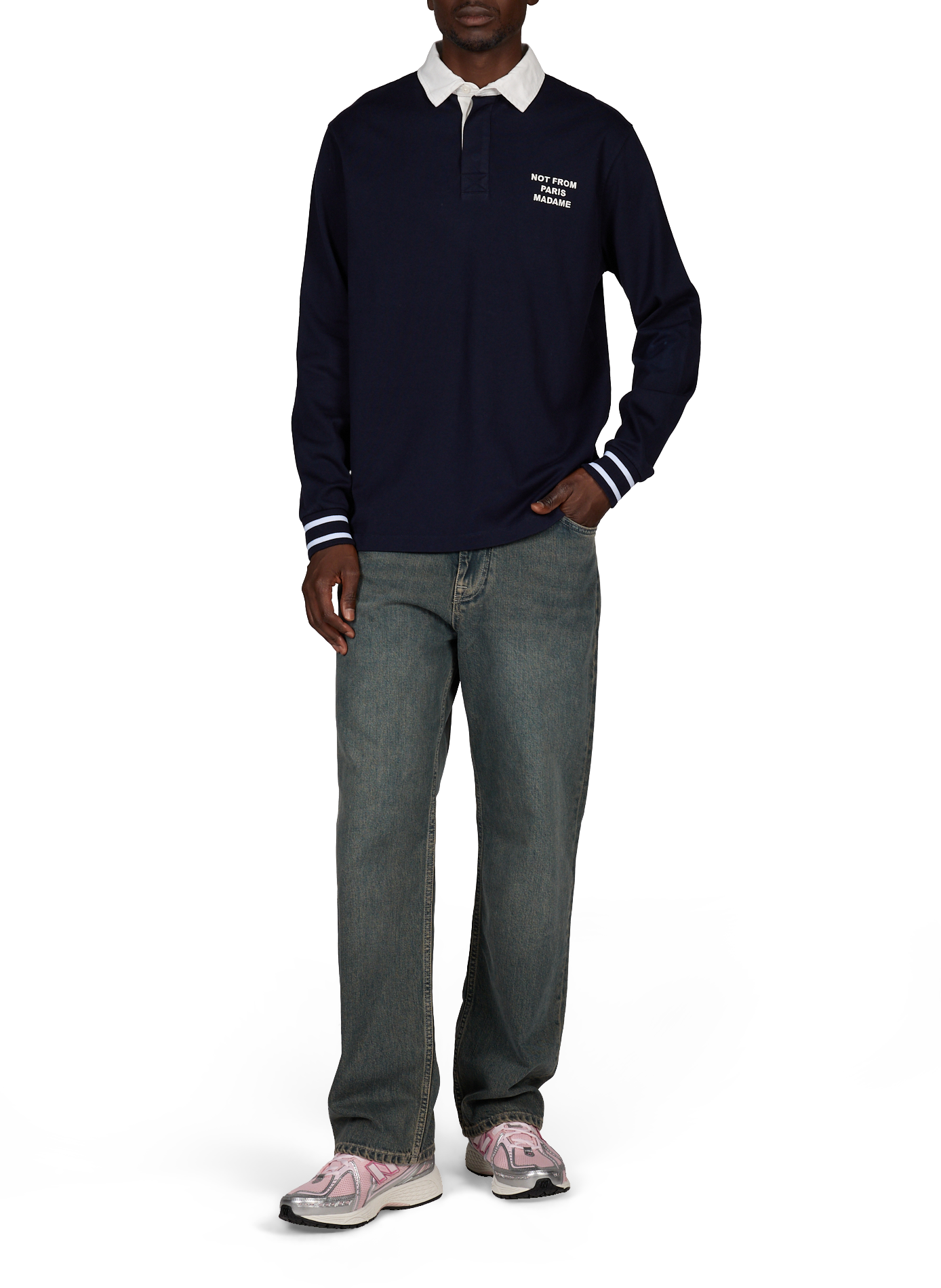Gerader Polo mit gesticktem Logo aus Baumwolle. DROLE DE MONSIEUR Blau