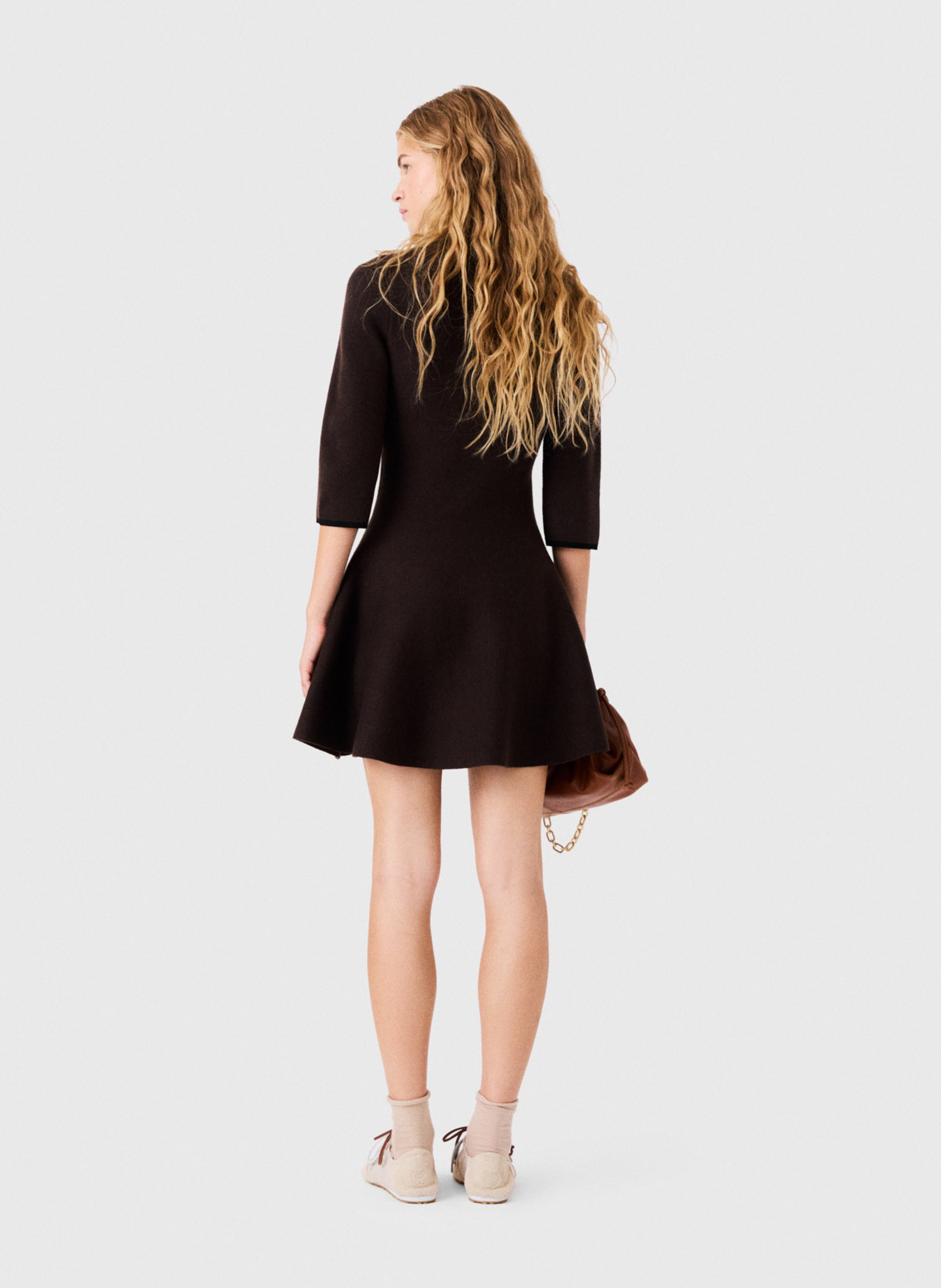 Robe-chemise courte à manches 3/4 MAJE Marron