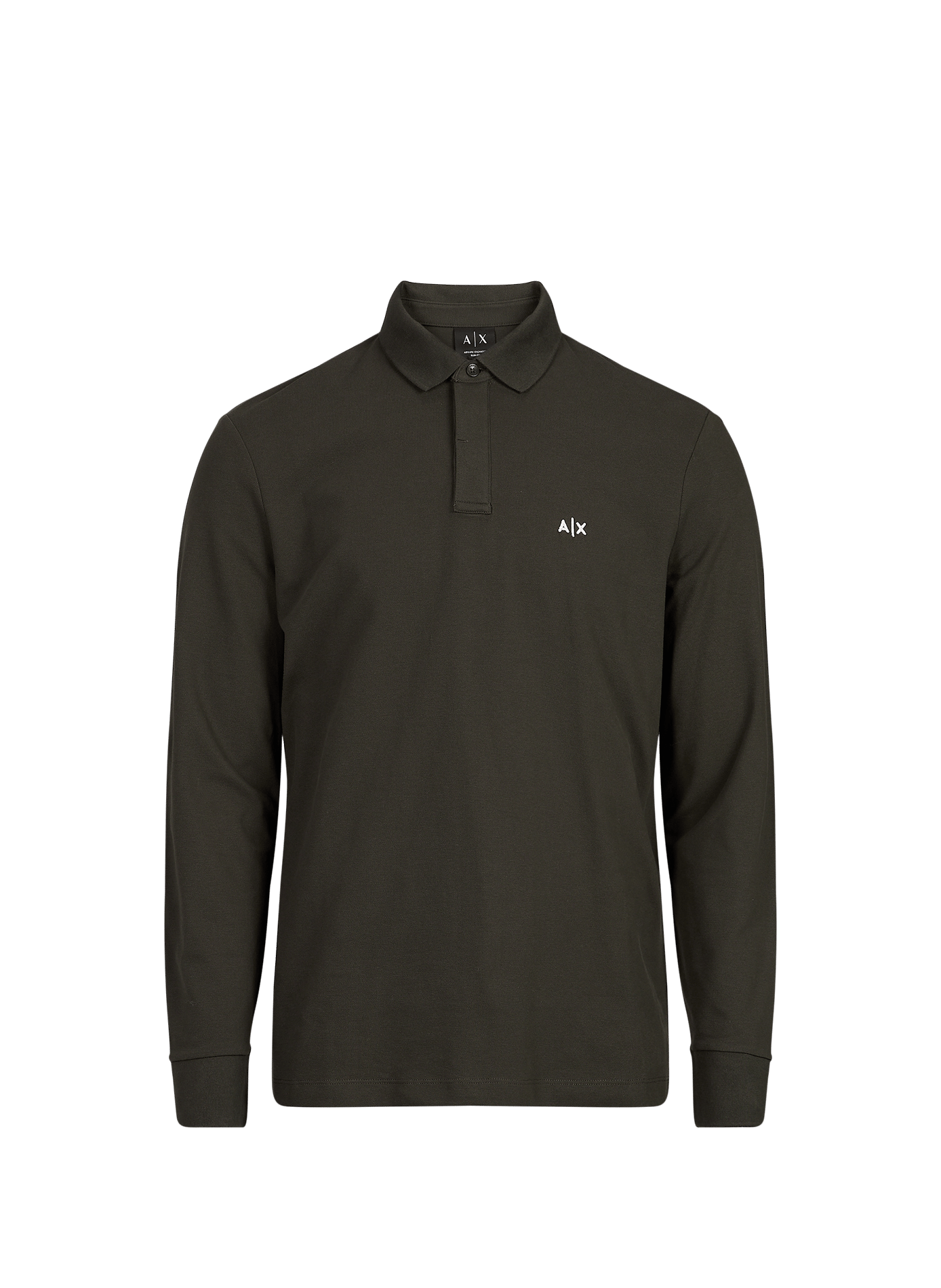Long-sleeve cotton blend polo shirt ARMANI EXCHANGE Khaki