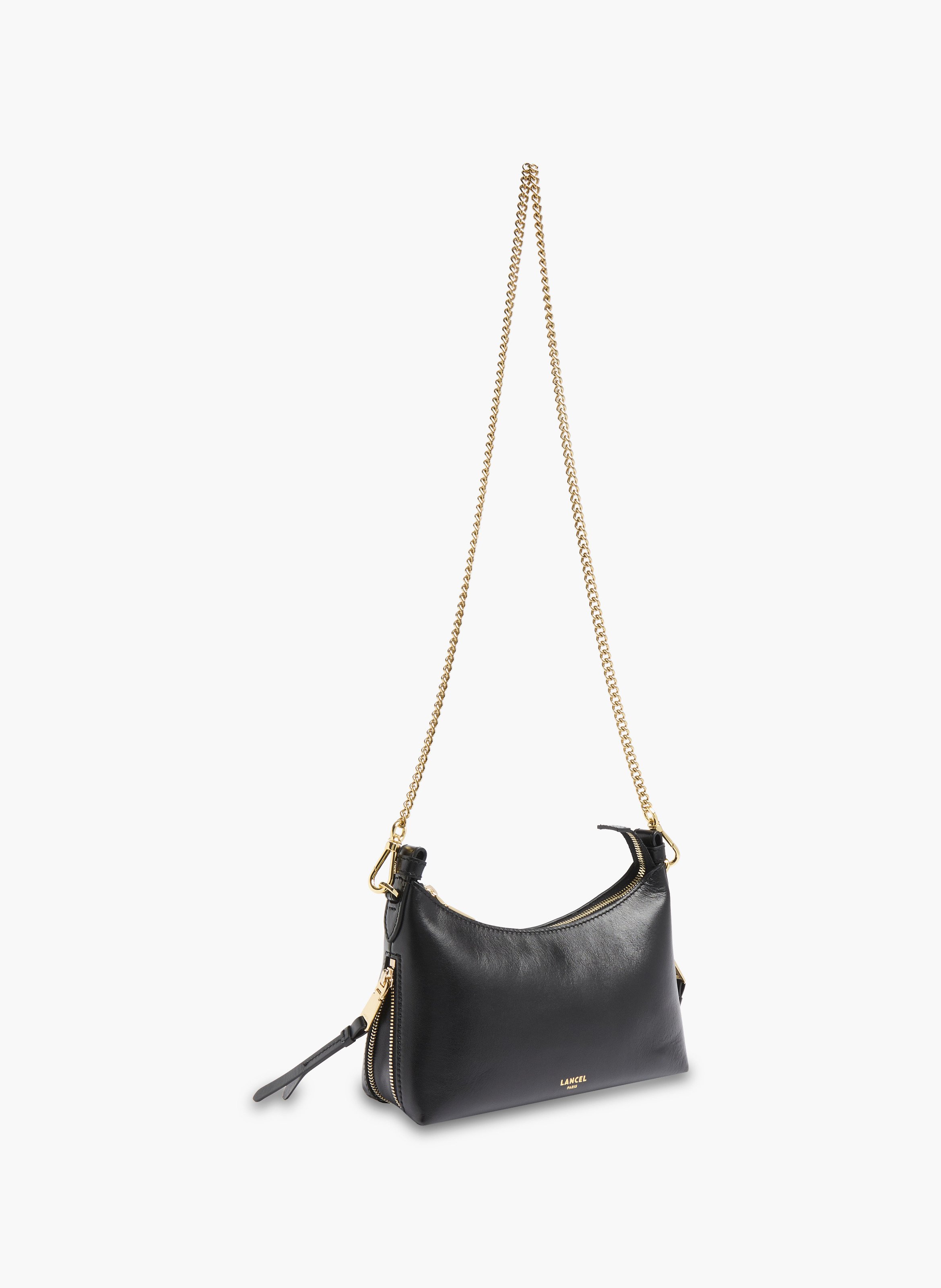Sac hobo origami zip baby, cuir lisse de vachette, noir, 22 x 15 x 5 cm. LANCEL Noir
