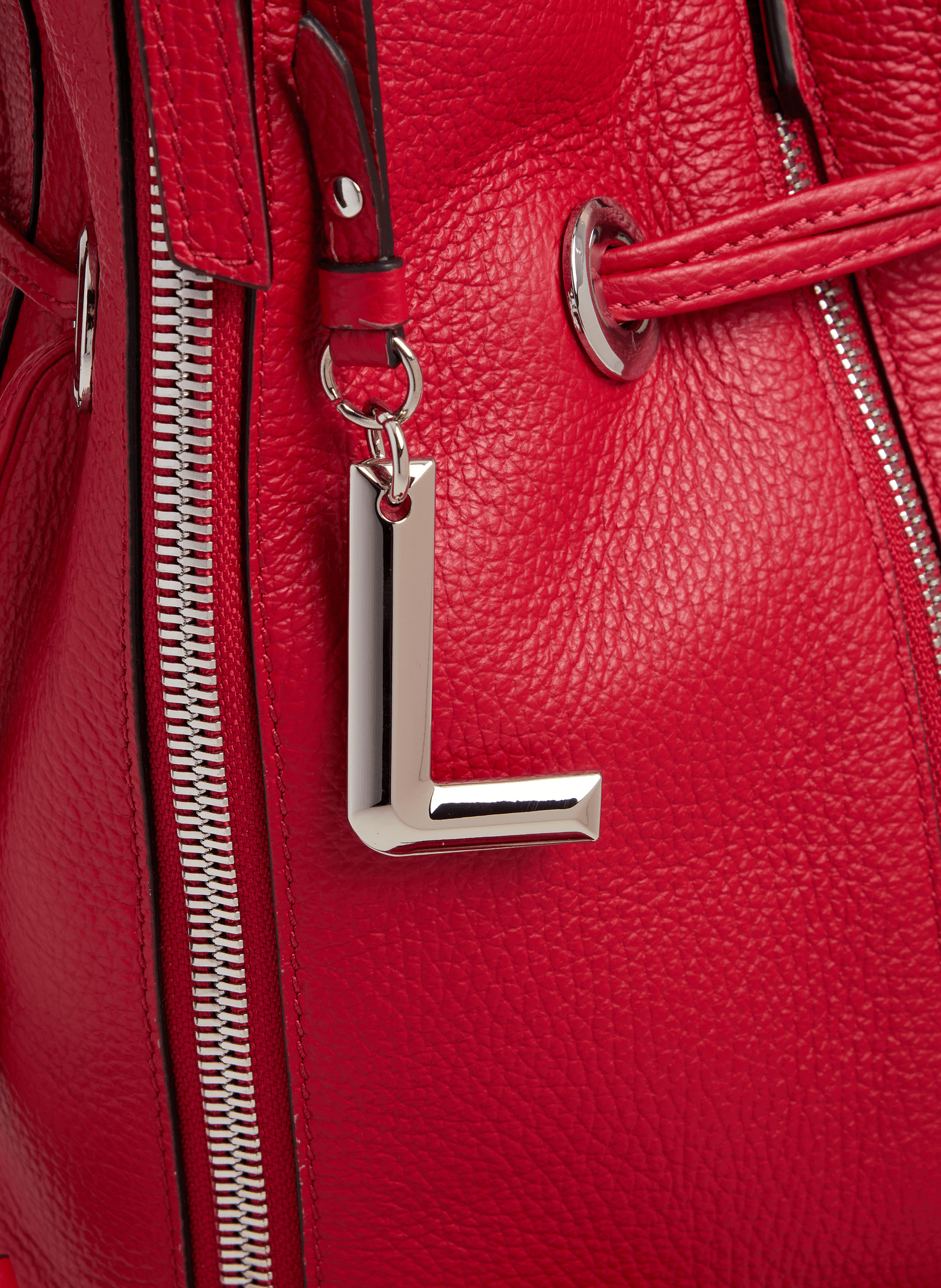 Sac seau premier flirt de lancel en animation 150y multizip : cuirs de vachette graine & suede LANCEL Rouge