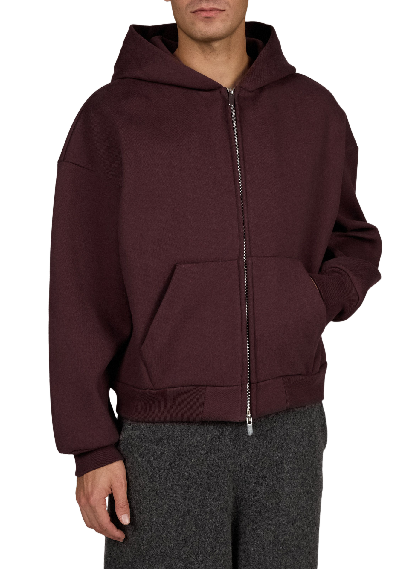 Plain oversized zip-up hoodie SEVENTH Purple