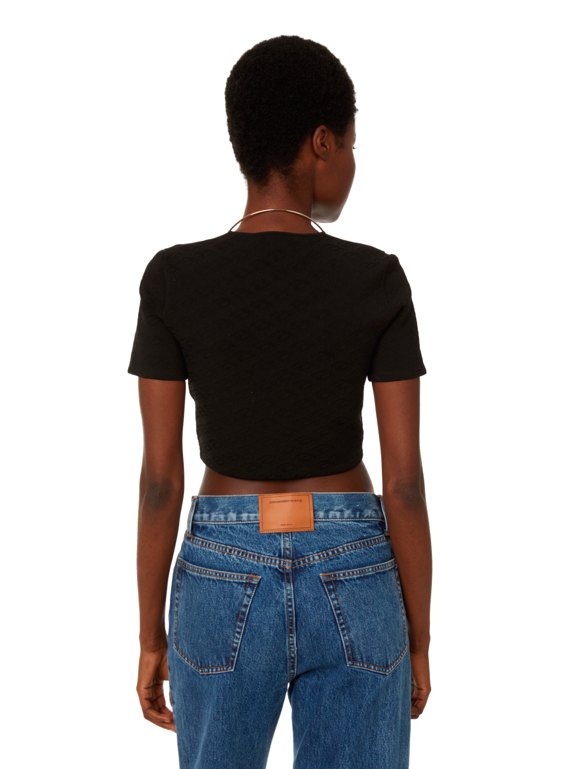 Jacquard short T-shirt ALEXANDER WANG Black