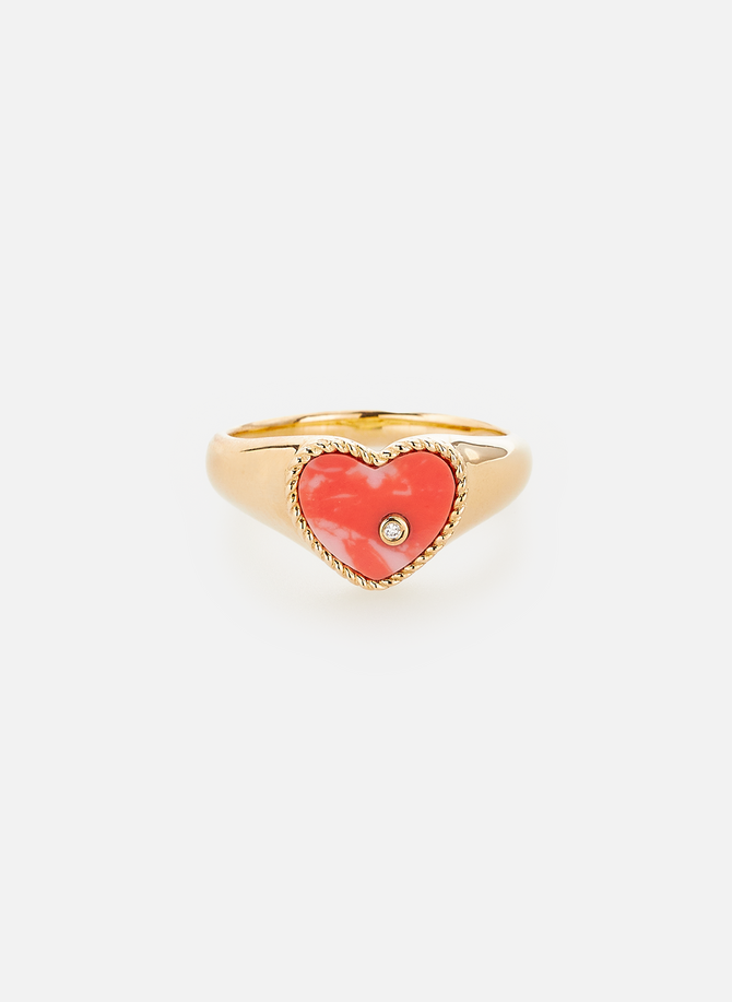 Signet ring with a heart design in gold YVONNE LÉON