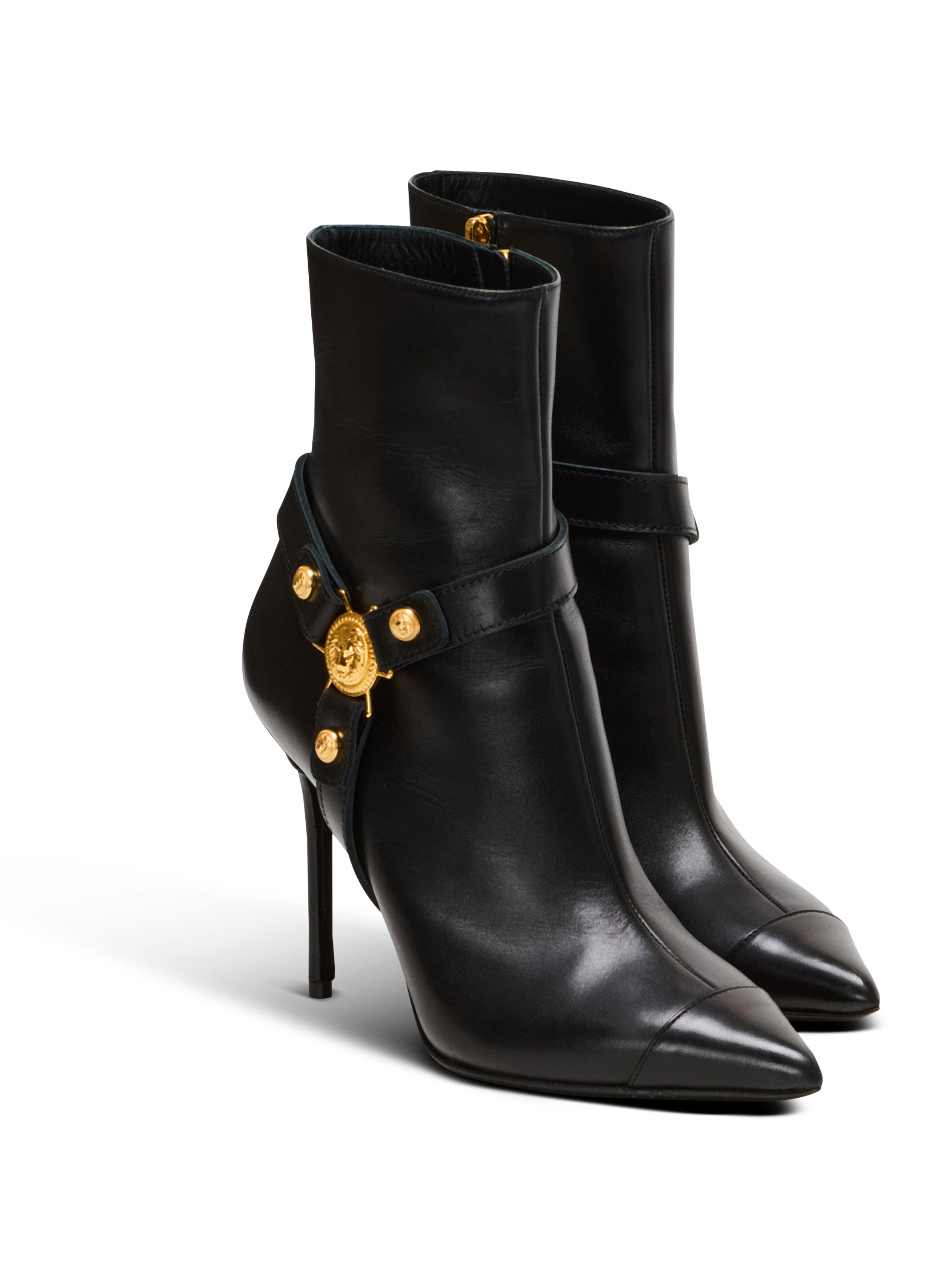 Bottines eva à talons en cuir de veau BALMAIN Noir