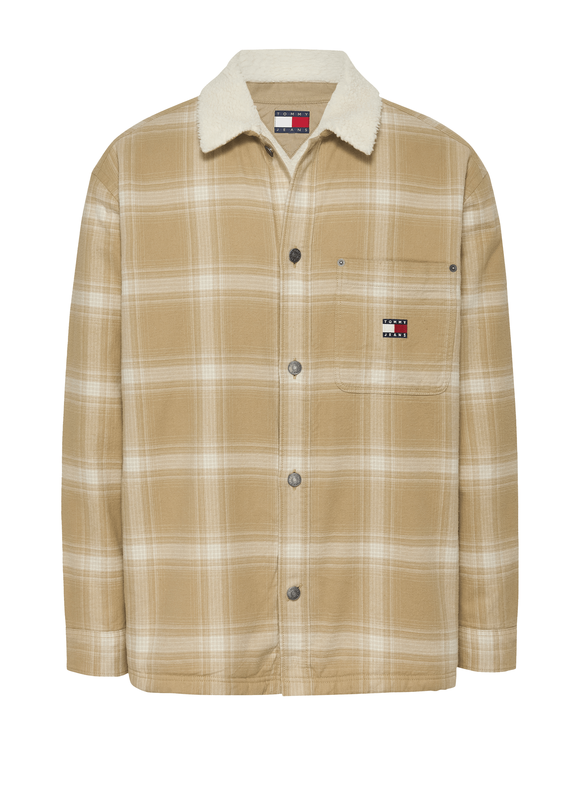 Casual overshirt with sherpa collar TOMMY HILFIGER Brown