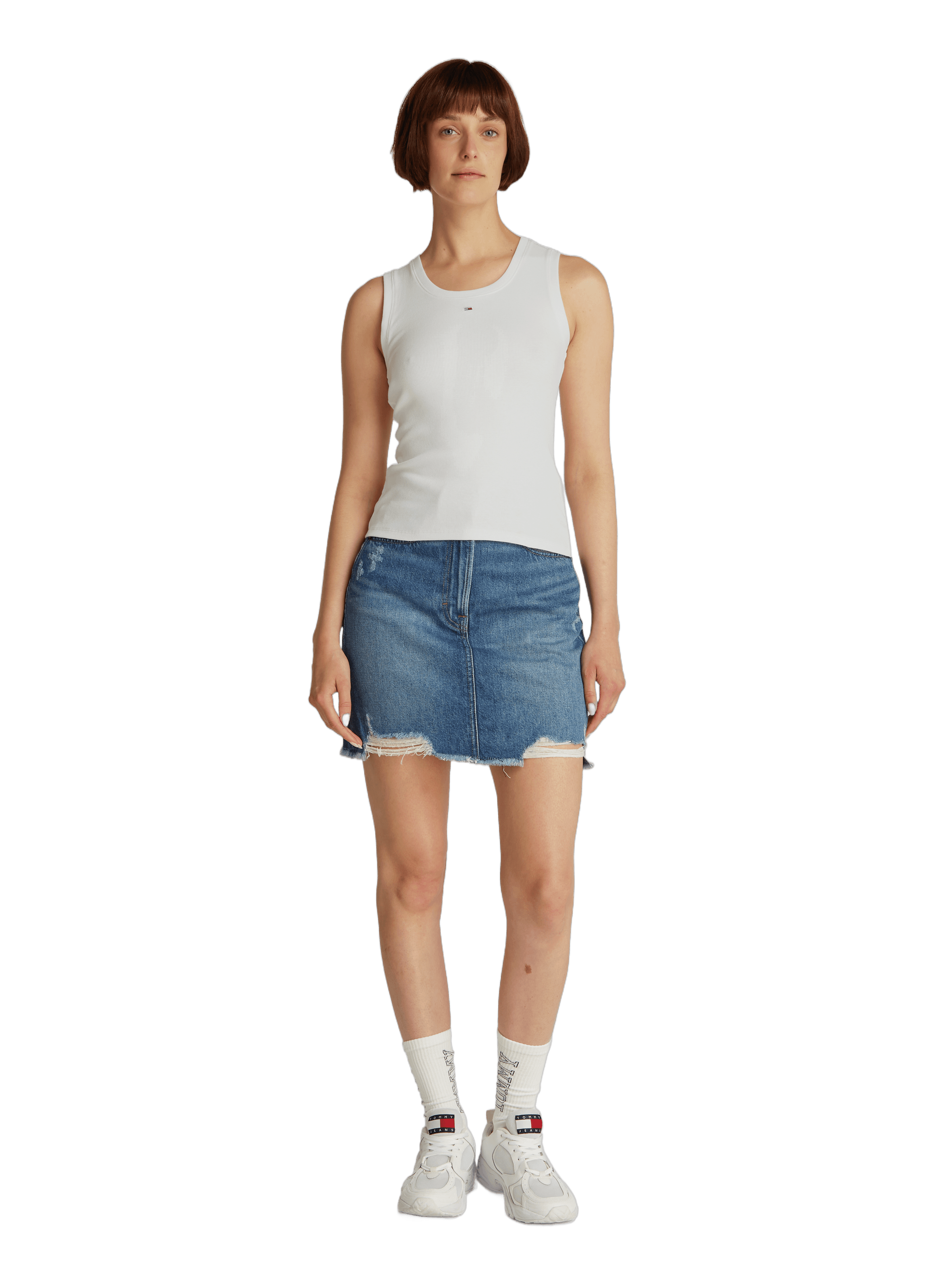 Ribbed cotton top TOMMY HILFIGER White