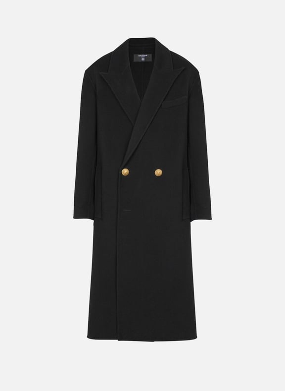 Manteau long en laine double face Noir by BALMAIN BALMAIN Manteau long en laine double face Noir