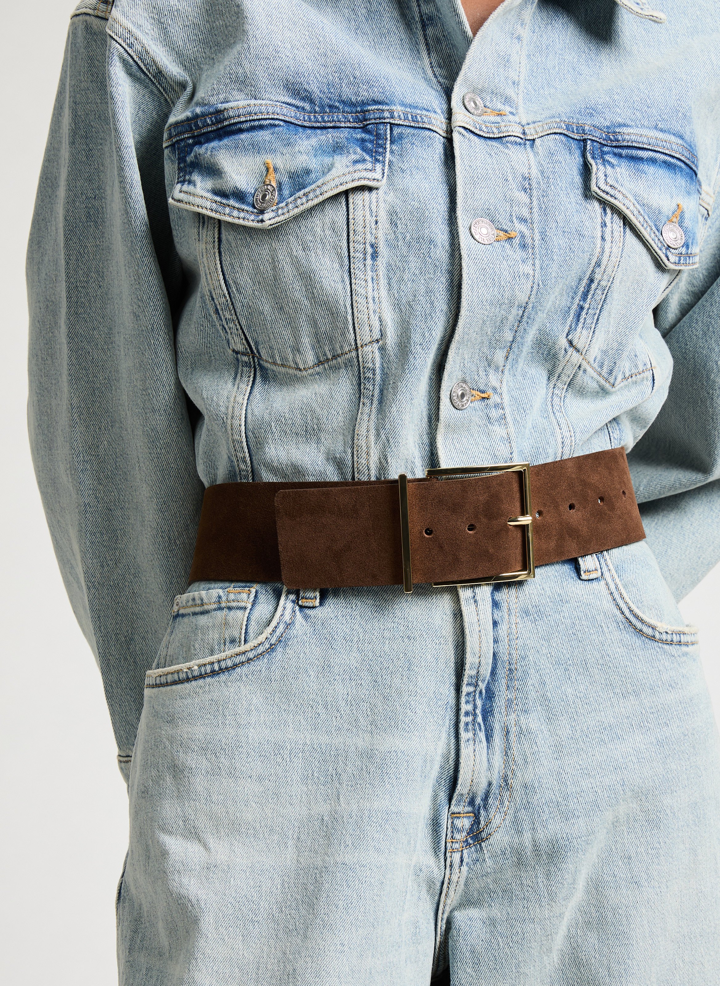 Large ceinture en cuir suédé SAISON 1865 Marron