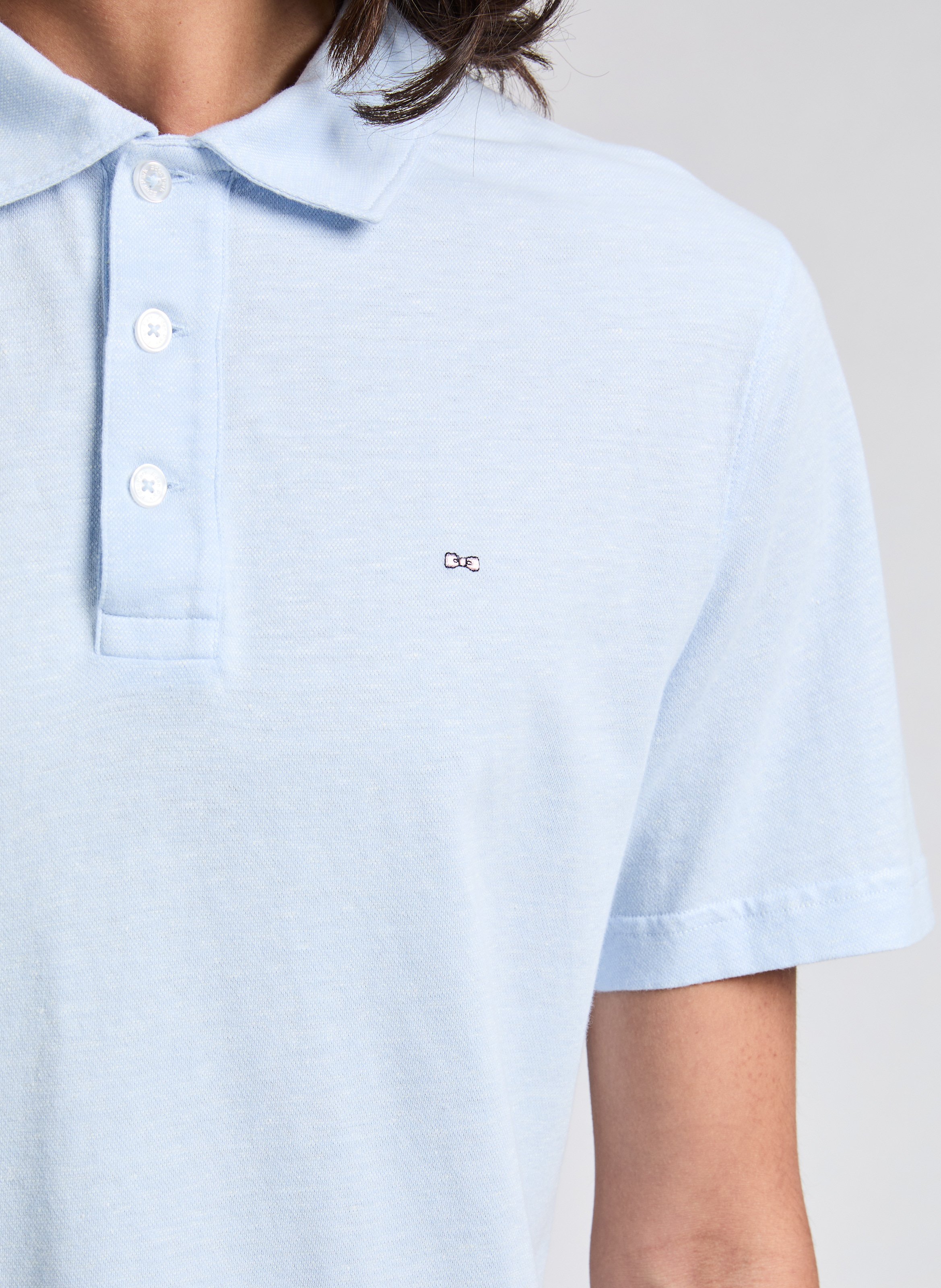 Straight polo in cotton and linen EDEN PARK Blue