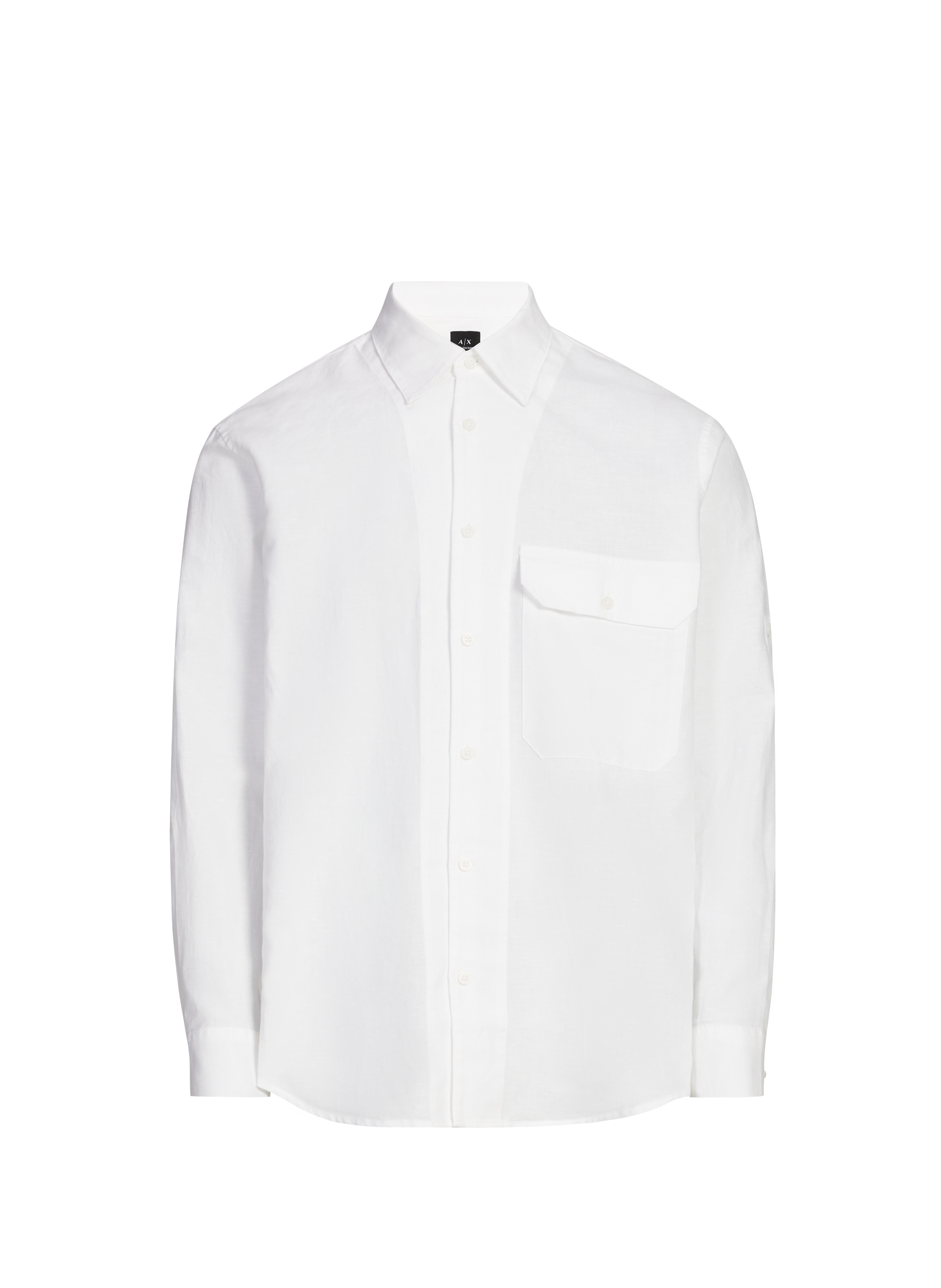 Chemise droit en coton et lin Blanc
