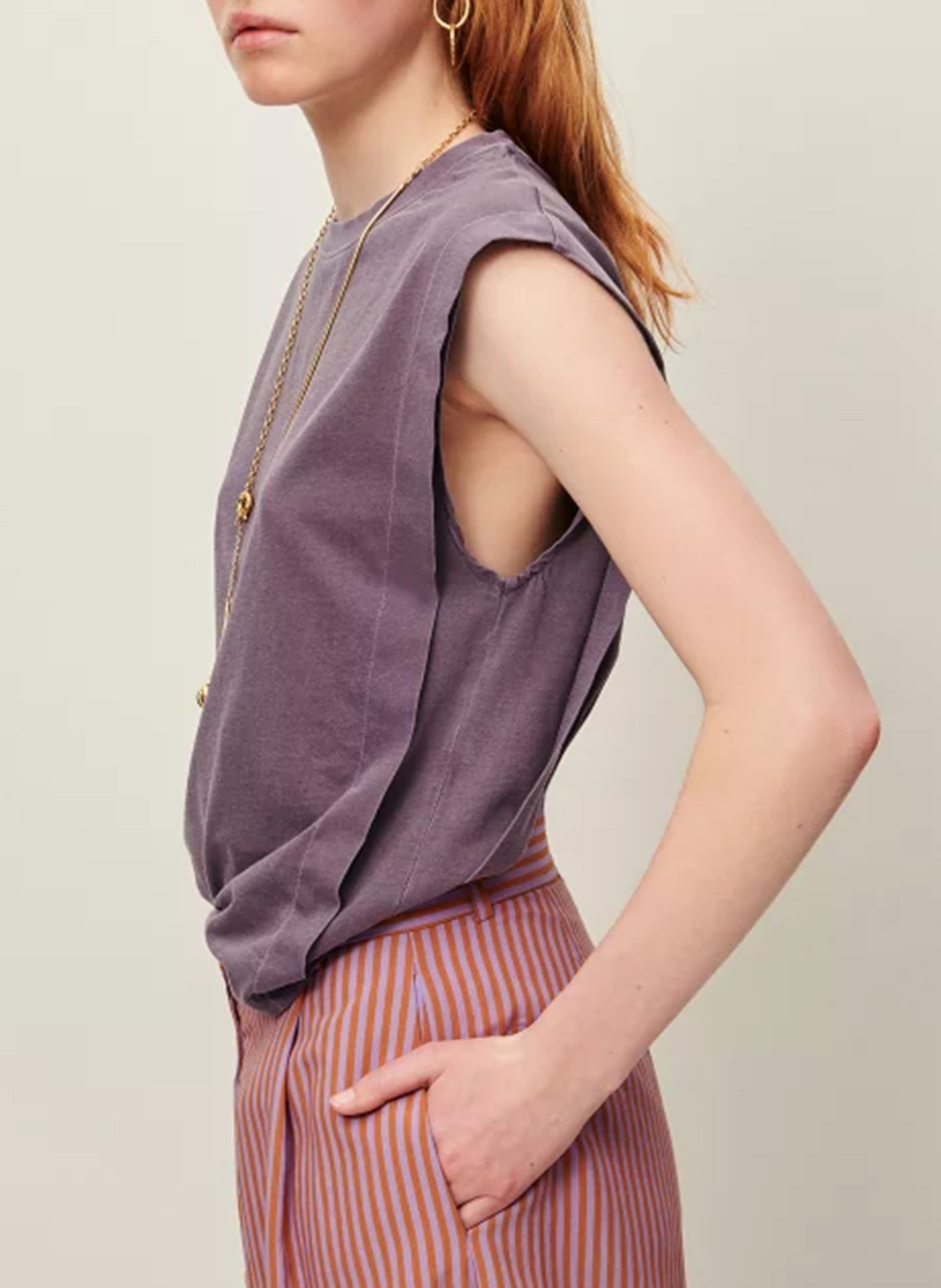 Tee-shirt col rond droit en coton bio orlando SESSUN Beige