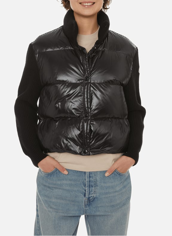 Gilet avec empiècements matelassés Noir by MONCLER MONCLER Gilet avec empiècements matelassés Noir