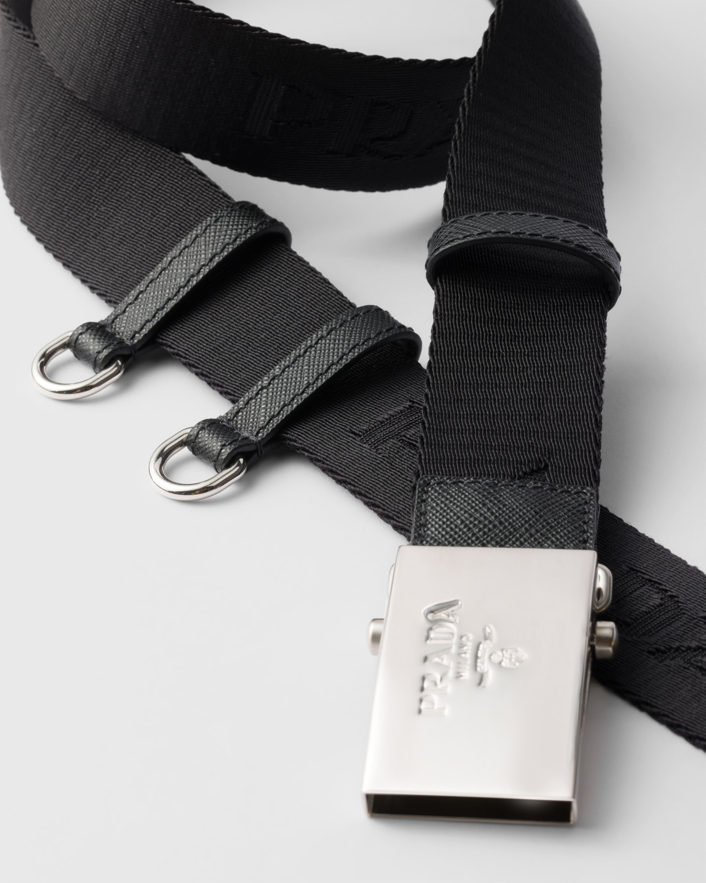 Ceinture en ruban de coton PRADA Noir
