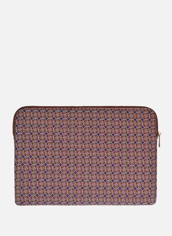 Pochette d'ordinateur imprimée en coton mélangé Marron by 64 BLD HAUSSMANN PARIS 64 BLD HAUSSMANN PARIS Pochette d'ordinateur imprimée en coton mélangé Marron