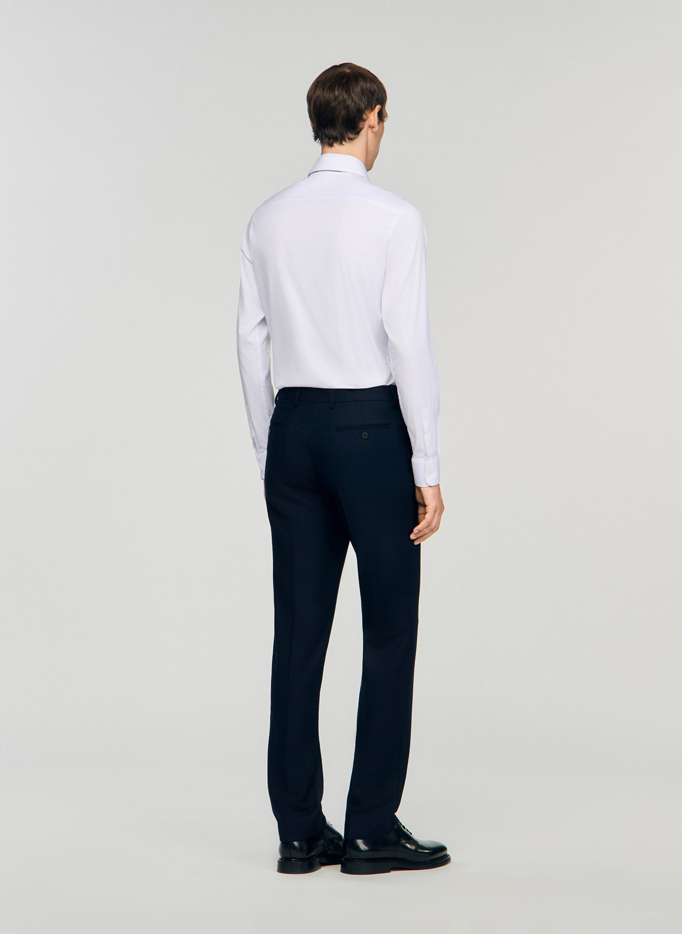 Pantalon à pinces en laine SANDRO Bleu