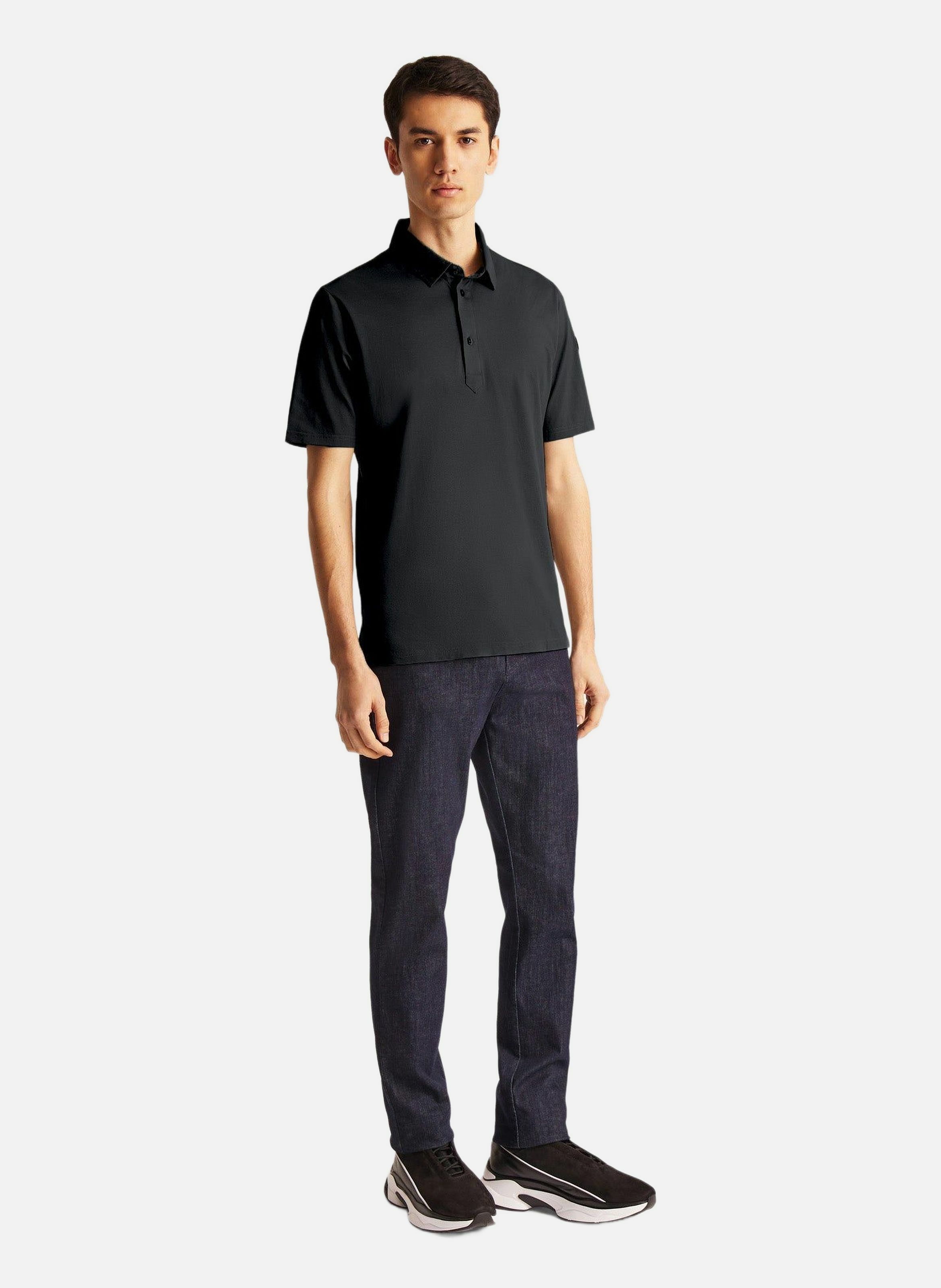 Polo manches courtes germain col chemise coupe regular  Noir