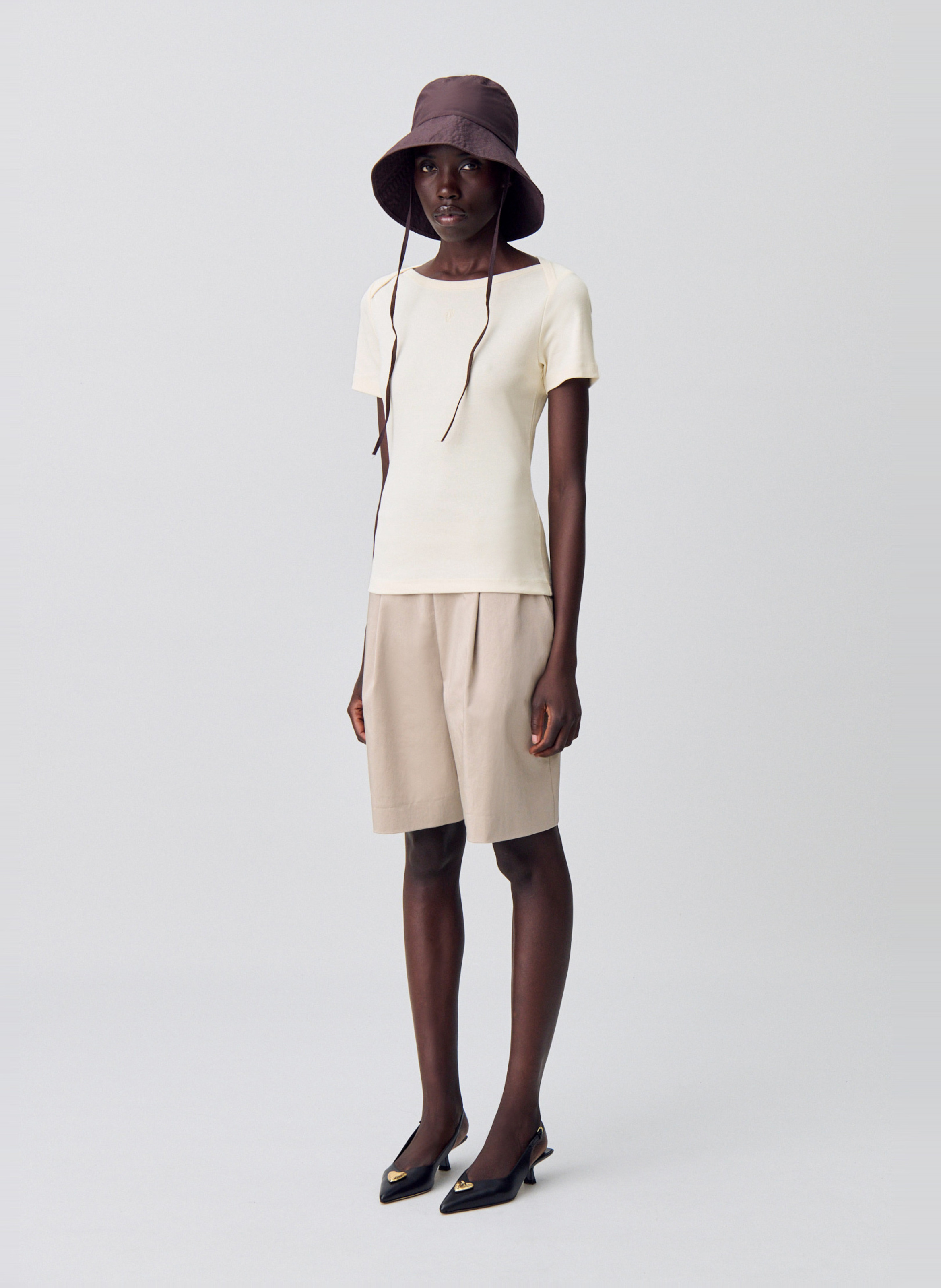 Tee-shirt moulant col bateau tamea CLAUDIE PIERLOT Beige