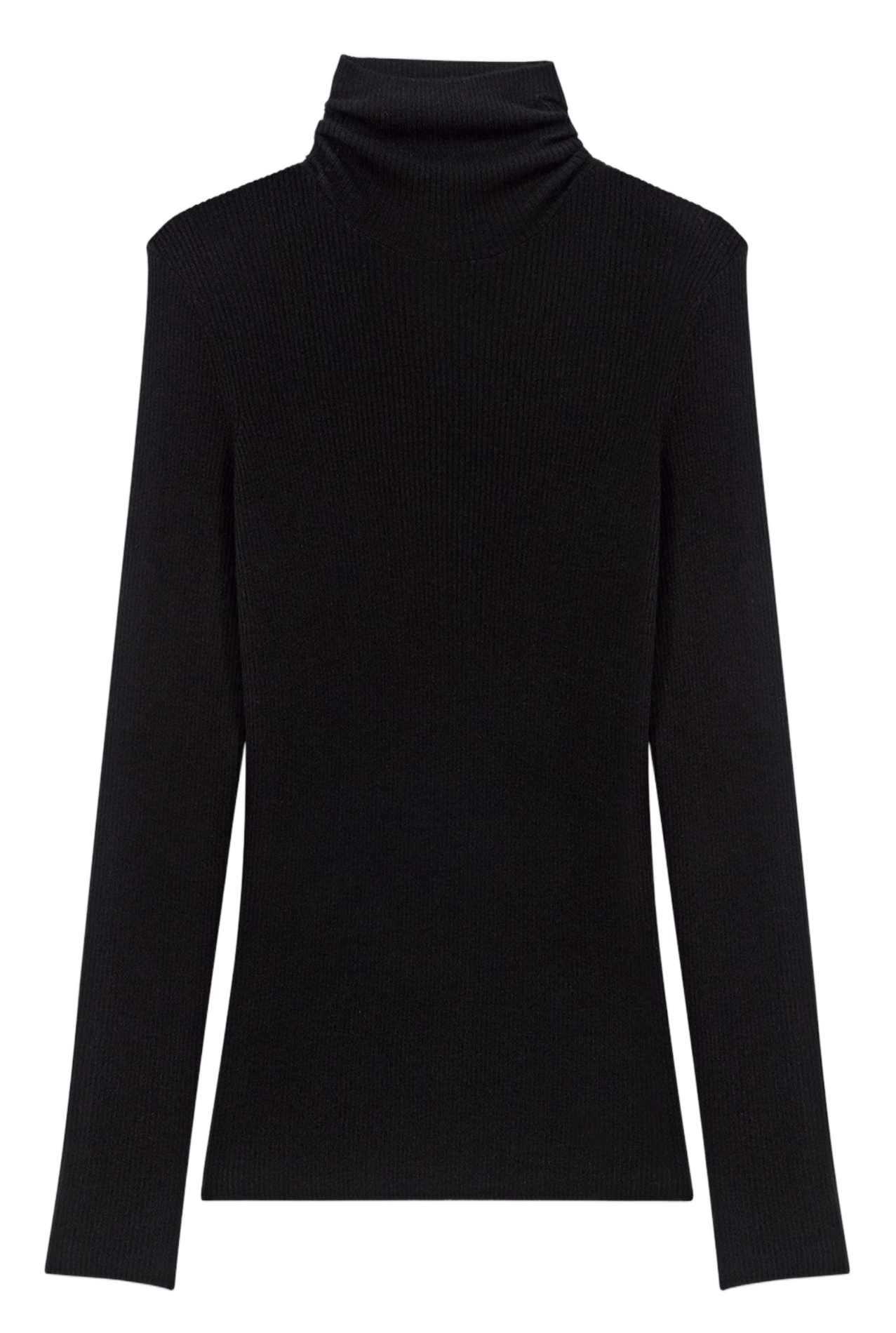 Pull col montant en laine mélangée Noir