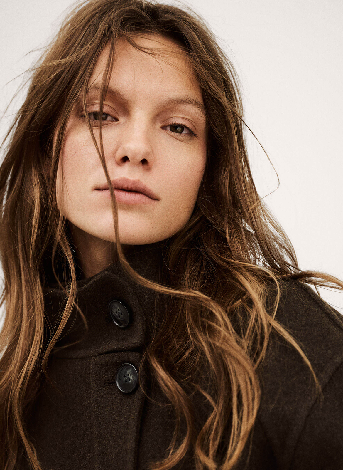 Manteau col montant en laine lourthney BA&SH Kaki