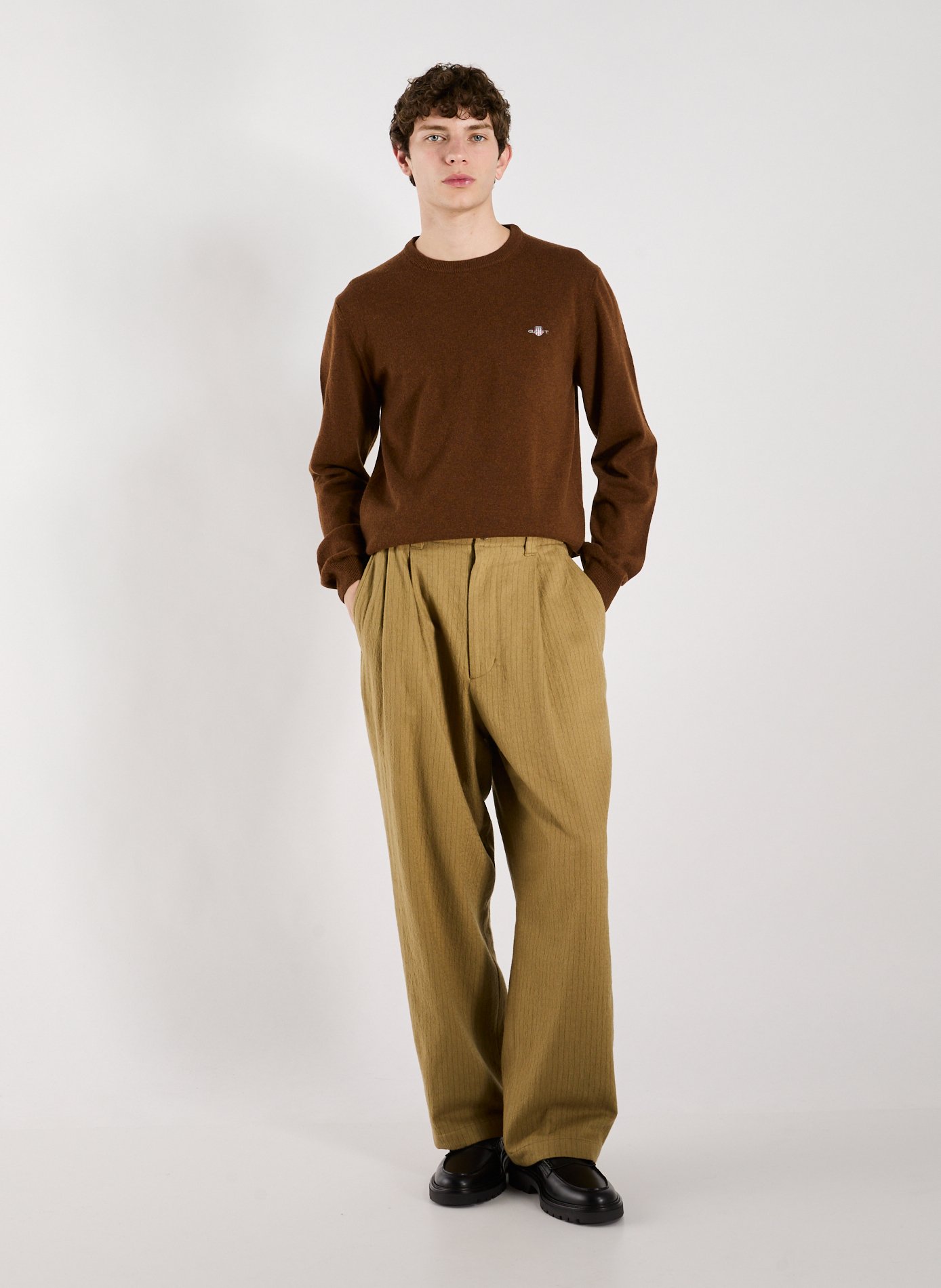 Pull col rond en laine GANT Marron