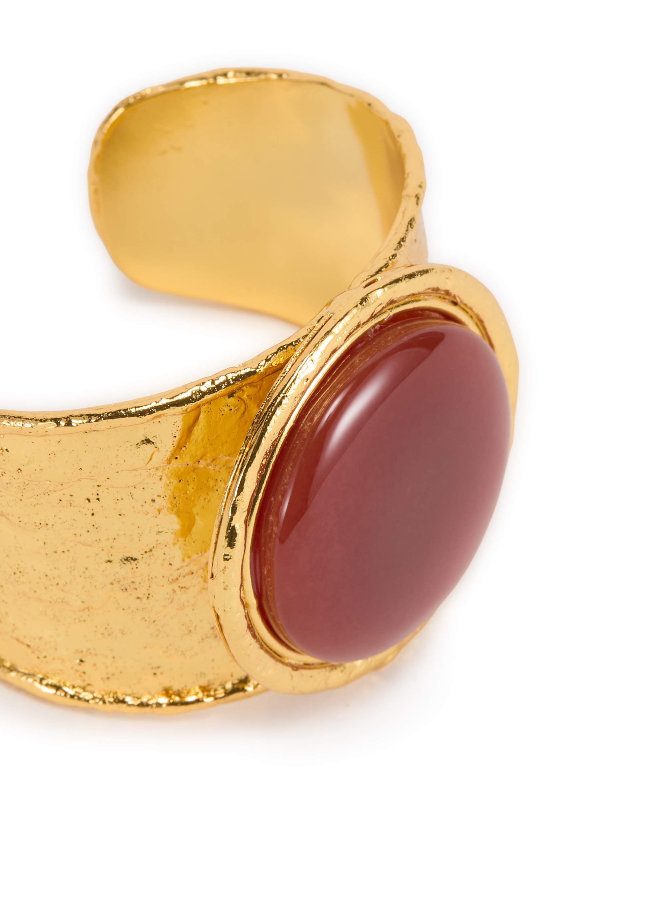 Manchette en laiton et pierre SYLVIA TOLEDANO Rouge